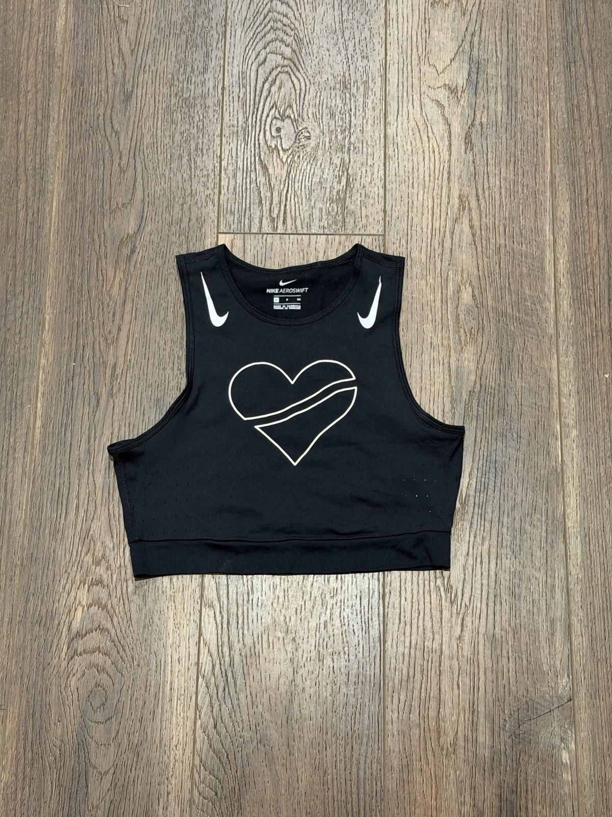 Nike AeroSwift Heartbreak Hill Running Co Cropped Running Tank Top Black Small S