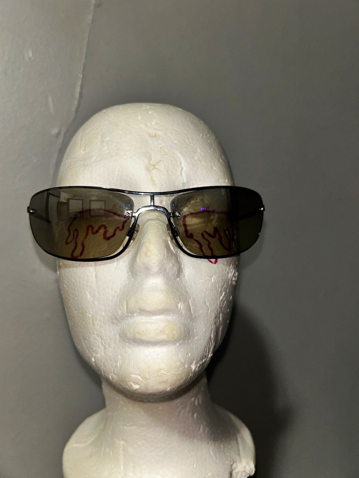 Vintage Giorgio Armani Rimless Sunglasses Black Metal Frame Brown Tinted Lens Vintage Giorgio Armani Rimless Sunglasses Black Metal Frame Brown Tinted Lens
