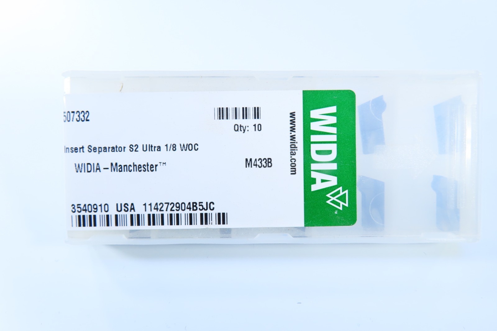 BOX ( 10 PCS ) WIDIA MANCHESTER 507332 SEPERATOR S2 ULTRA CARBIDE INSERTS TOOL