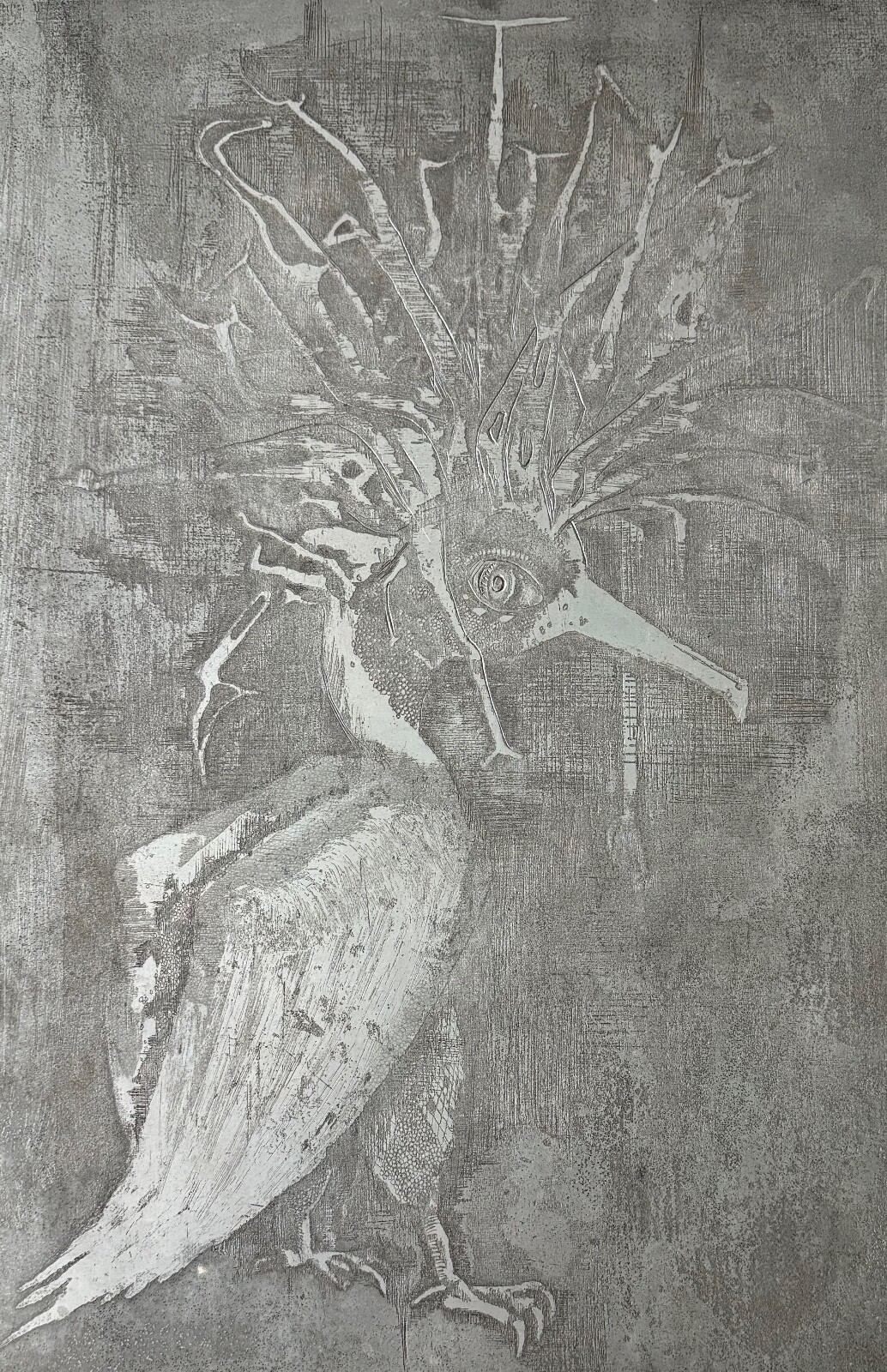 Rare Vintage Metal Printing Plate Abstract Birds Charles SHOEmaker Whimsical - 3