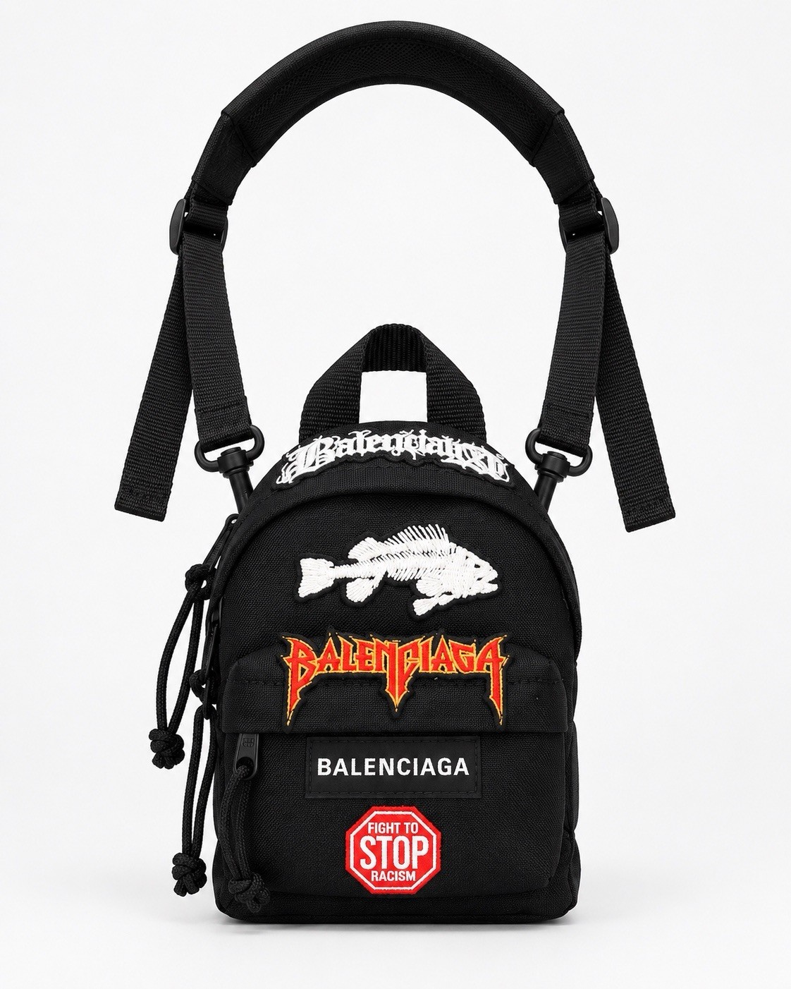 Balenciaga Black Mini Nylon Crossbody Bag Embroidered Logo Patches Zip Balenciaga Black Mini Nylon Crossbody Bag Embroidered Logo Patches Zip