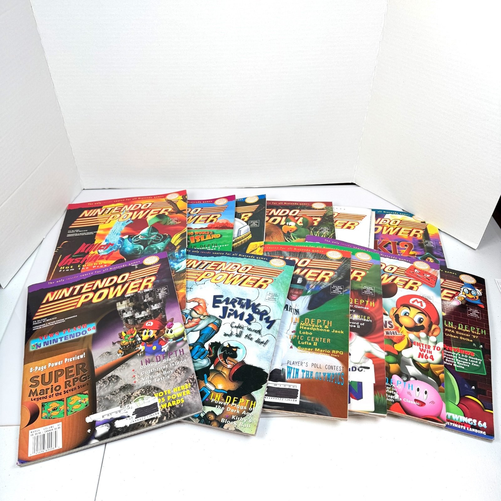 Vintage Nintendo Power Magazine Lot of 12 Issues 76 to 87 w/ Posters Cards
