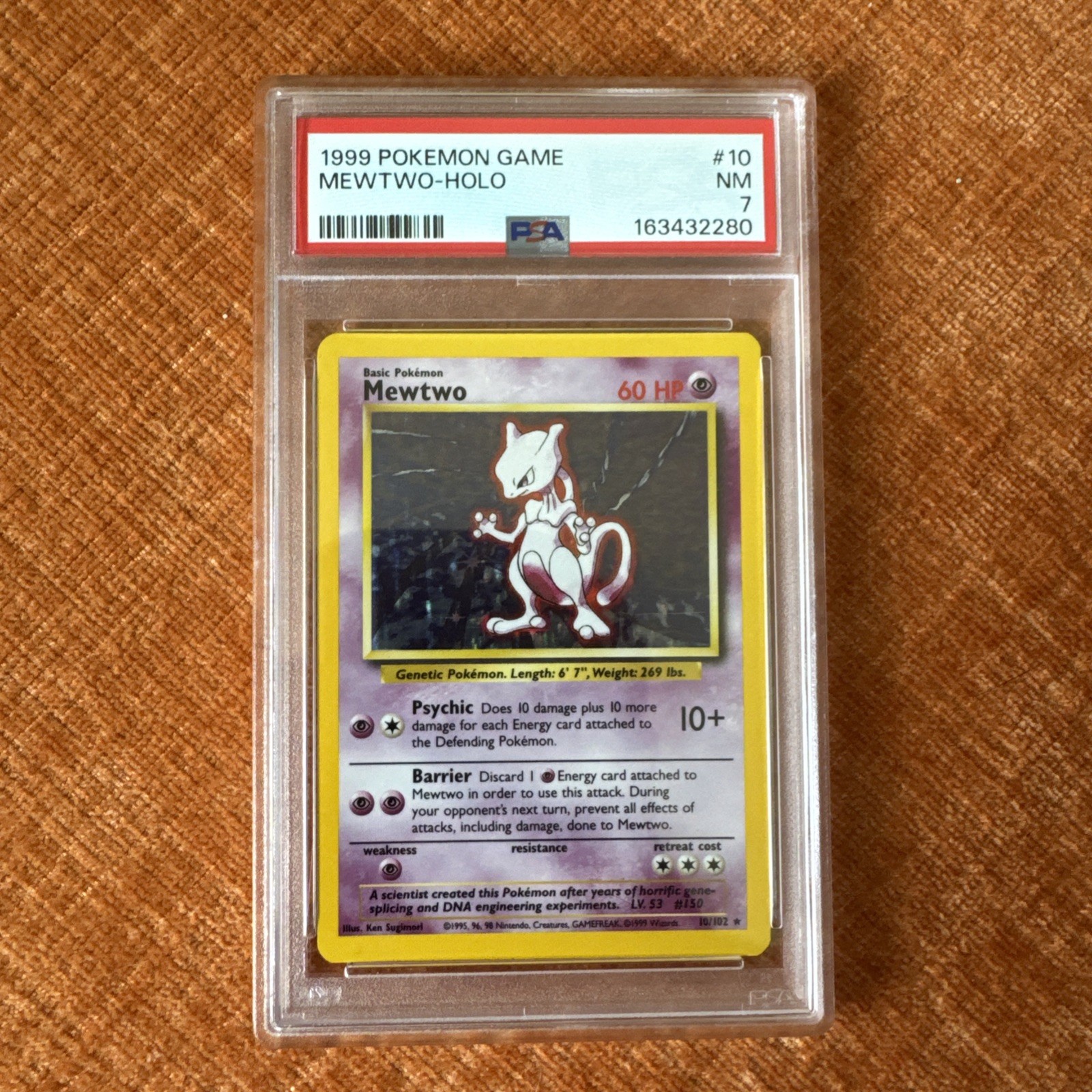 1999 Pokemon Base Set Mewtwo Holo #10/102 RARE PSA 7