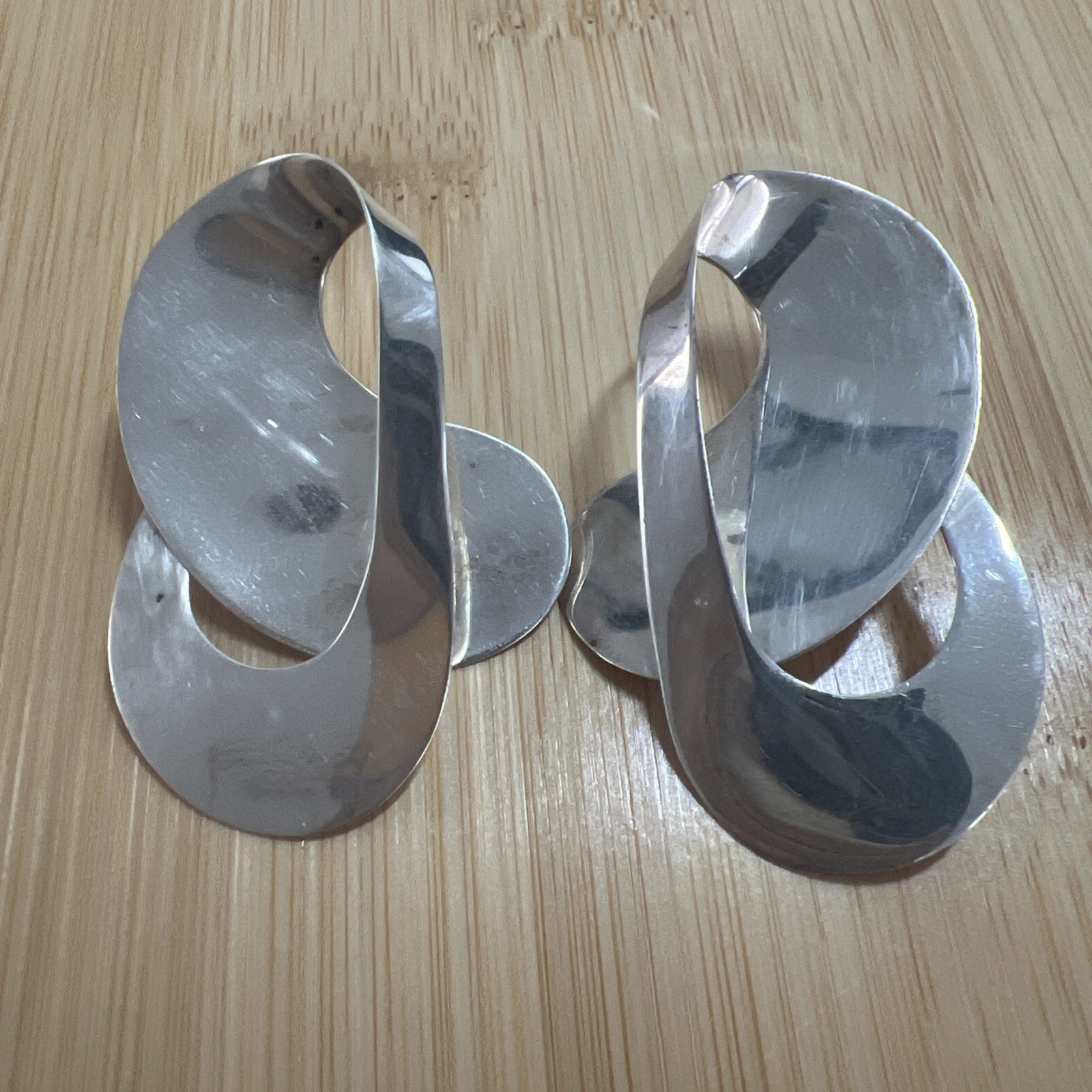 1970s Rare Vintage Burkhardt Birks Sterling 925 Modern Earrings. 
