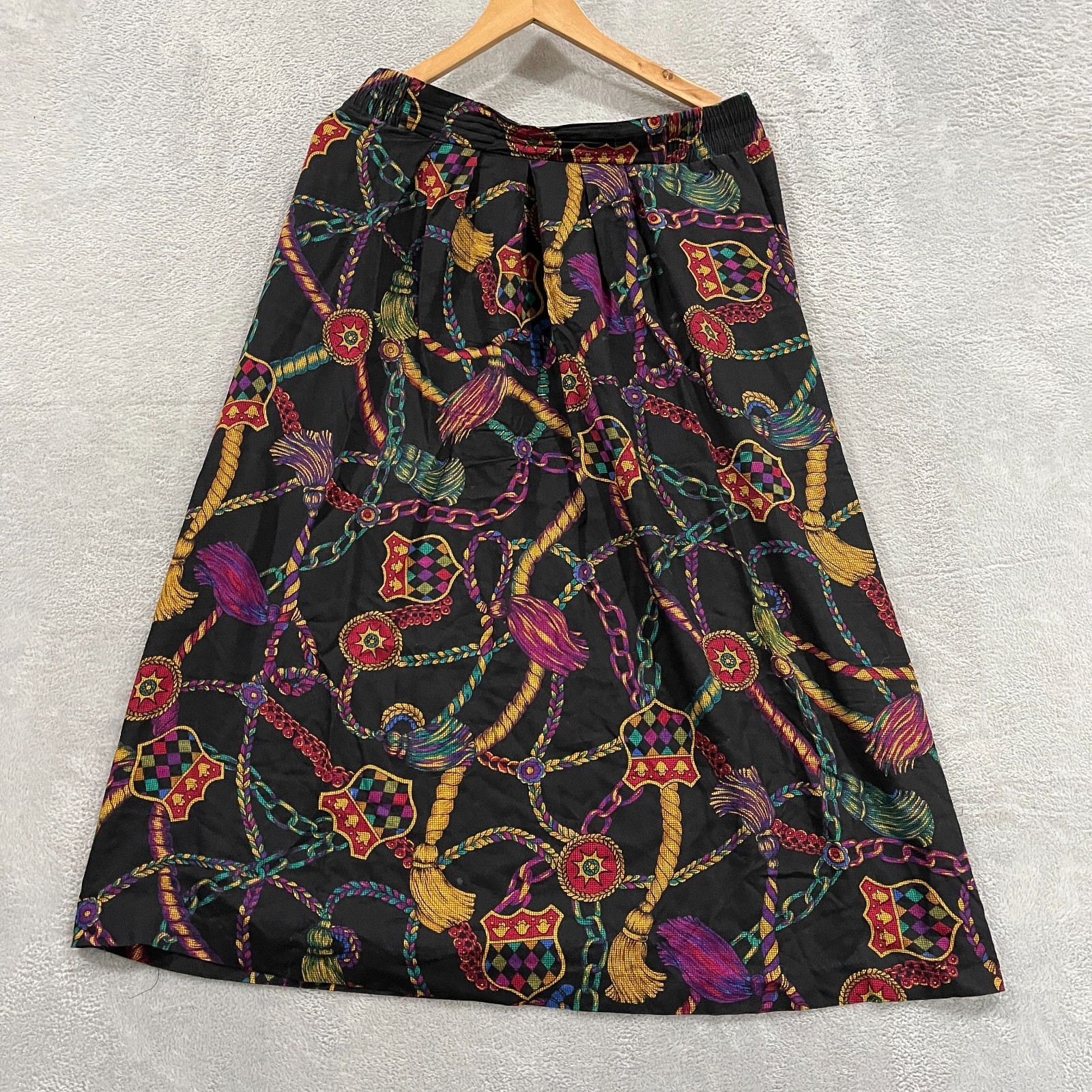 Vintage Modiano Midi Skirt Womens 14 A-Line Rayon Boho Hippie 90s