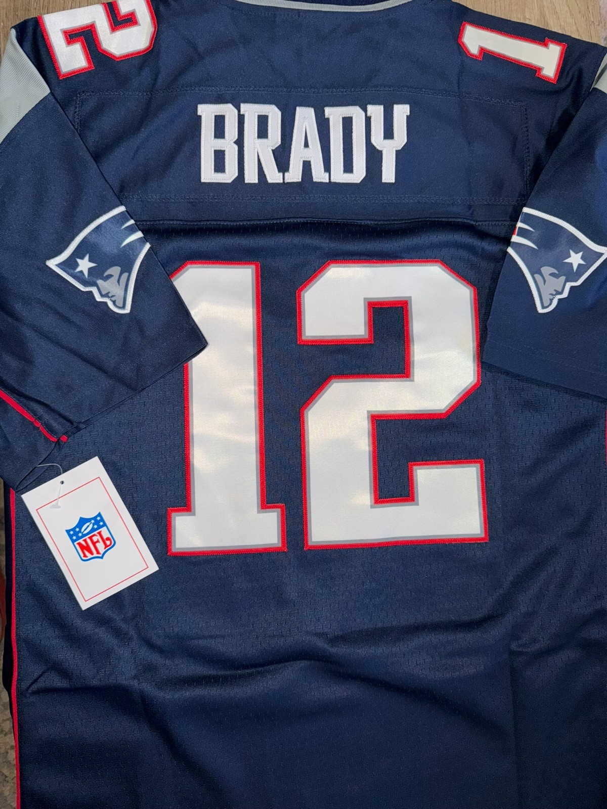 BRAND NEW #12 Tom Brady THROWBACK Blue NEW ENGLAND PATRIOTS Jersey Size MEDIUM