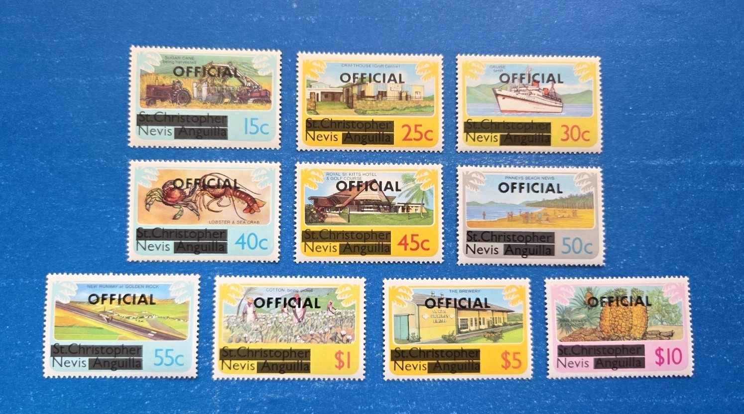 Nevis Stamps, Scott O1-O10 Complete Set MNH Nevis Stamps, Scott O1-O10 Complete Set MNH