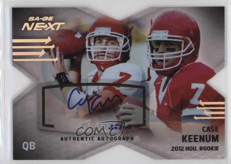 2012 SAGE Next Die-Cut 35/40 Case Keenum #SA-29 Rookie Auto RC vb2