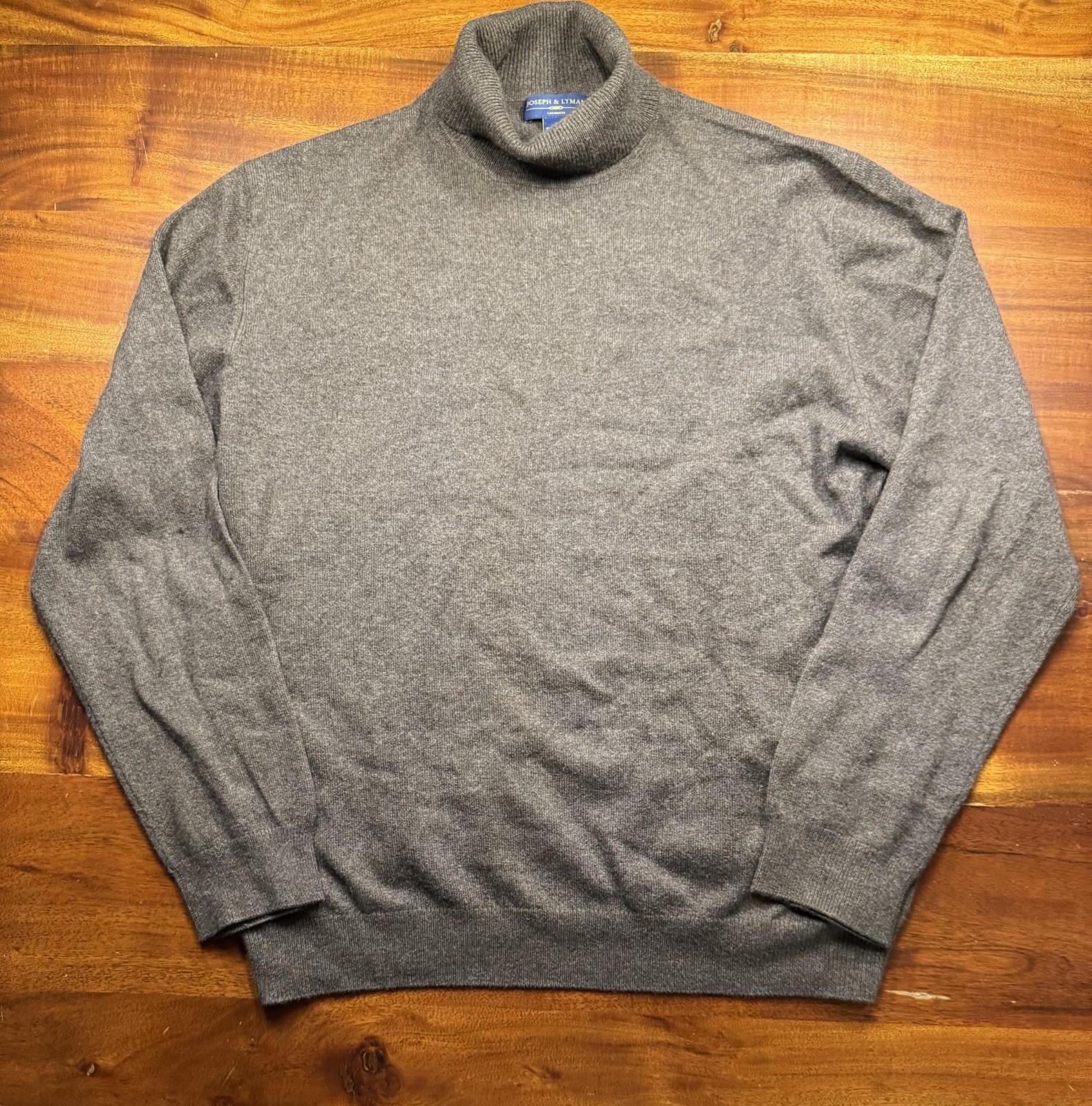 Joseph & Lyman 100% Cashmere Turtleneck Sweater Mens XL Gray Solid Soft Luxury