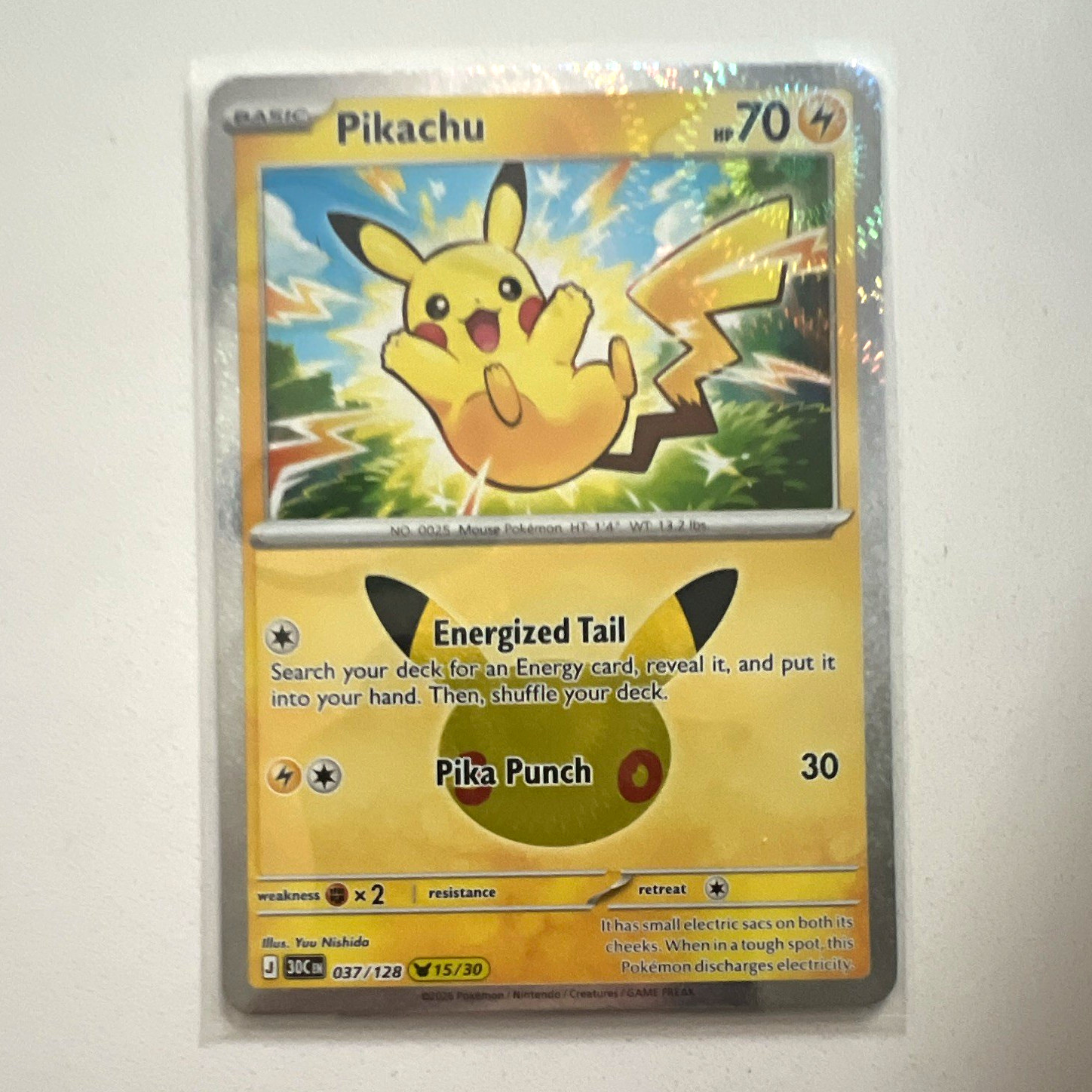 The Pokémon Company Pikachu 037/128 30th celebration Holo Basic 70HP EN 2022 The Pokémon Company Pikachu 037/128 30th celebration Holo Basic 70HP EN 2022