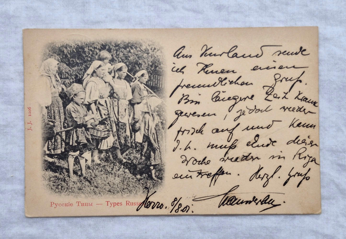 1901 Russia B/W Postcard with 3c stamp, from Riga to Hagensberg, Latvia