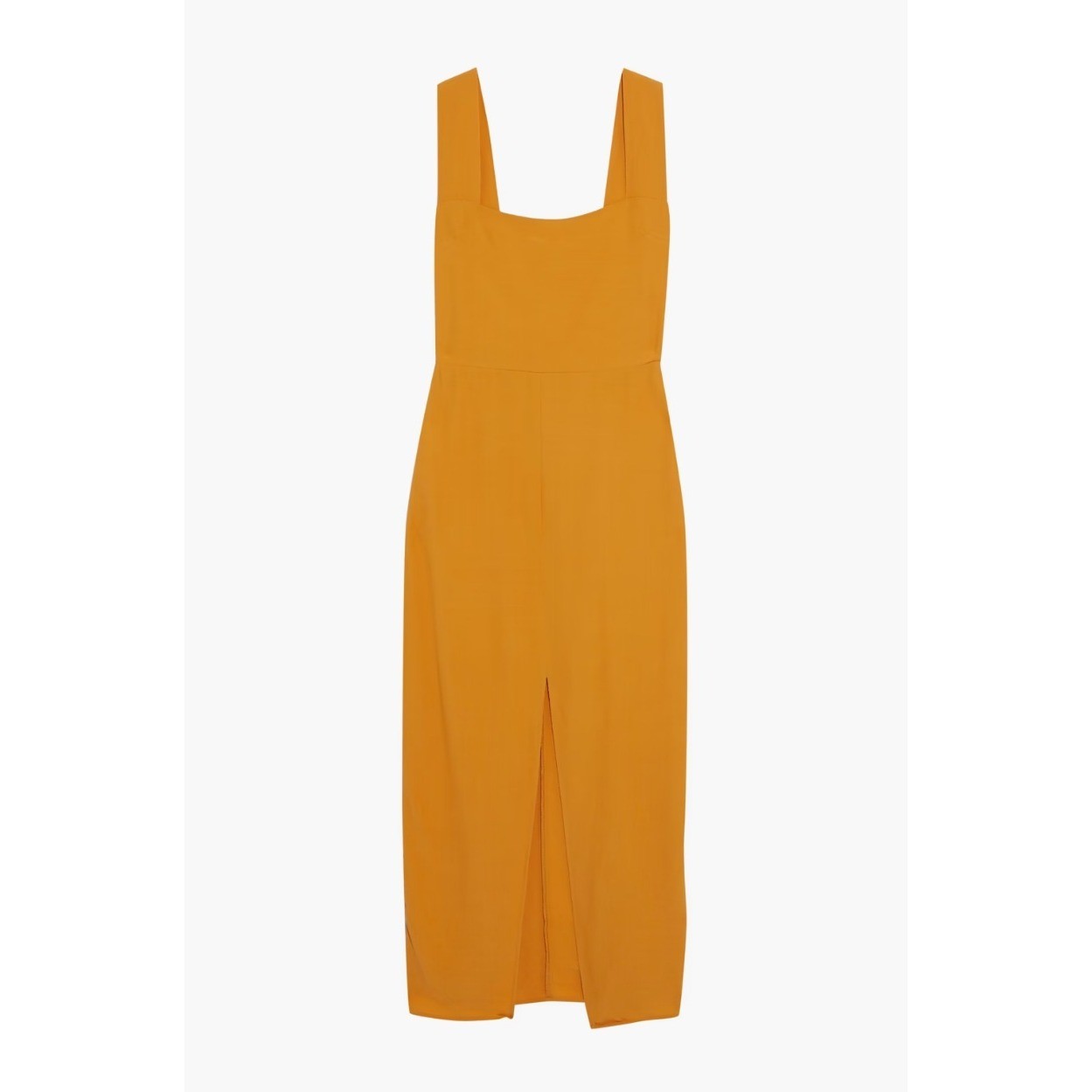 Reformation Mustard Midi Dress 8 Yellow Square Neck Fall Wedding Guest Cocktail
