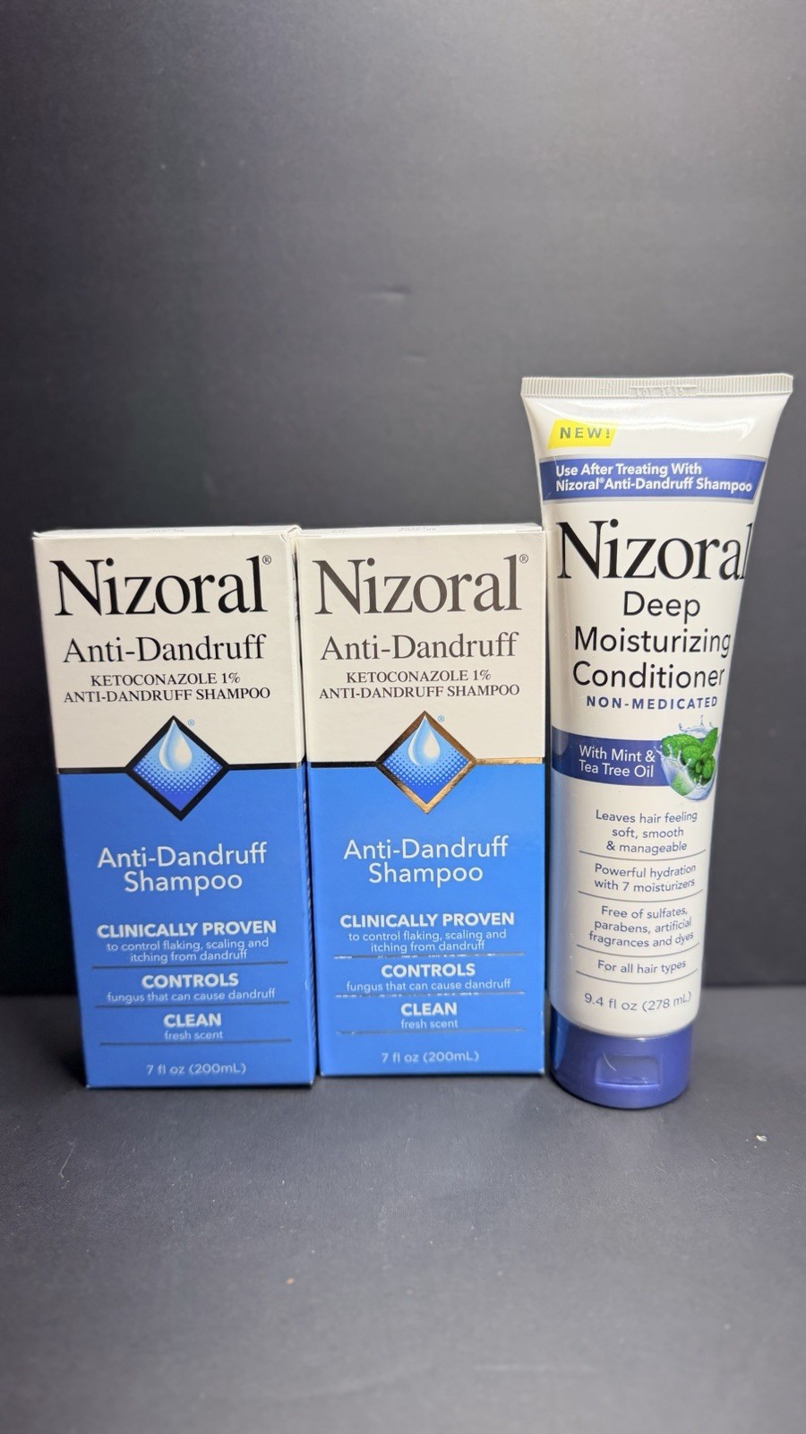 2 Pack Nizoral A-D Anti-Dandruff Shampoo 7 oz + 1 Conditioner 9.4oz NEW SEALED 2 Pack Nizoral A-D Anti-Dandruff Shampoo 7 oz + 1 Conditioner 9.4oz NEW SEALED