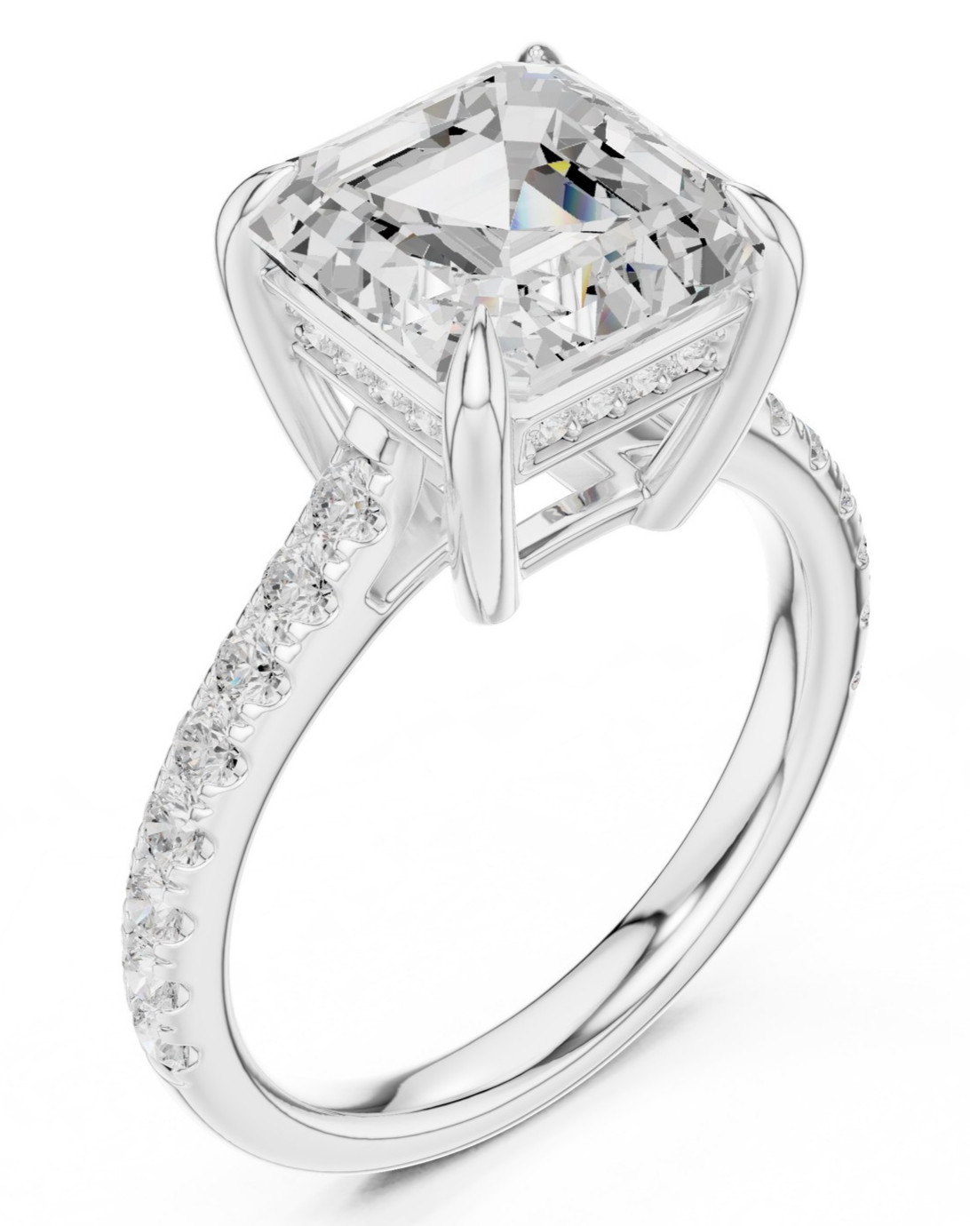 Certified 4.3 Ct Asscher Lab Grown Diamond Ring Elegant Jewellery 14K Gold Over