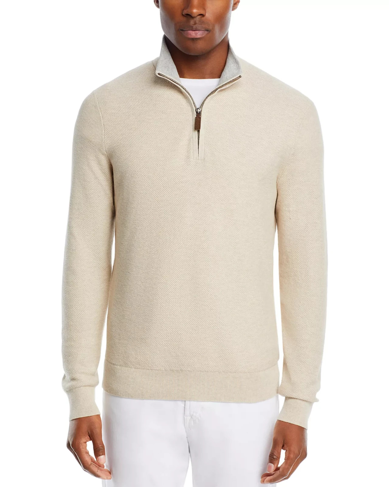 The Men\'s Store at Bloomingdale\'s Birdseye Knit Quarter Zip Sweater MSRP $118