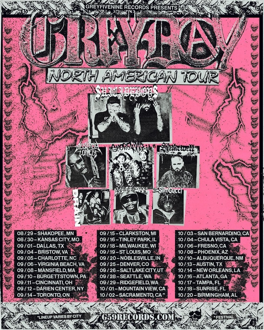 Suicideboys Grey Day 2026 Tour Pink Photo Collage Concert Poster