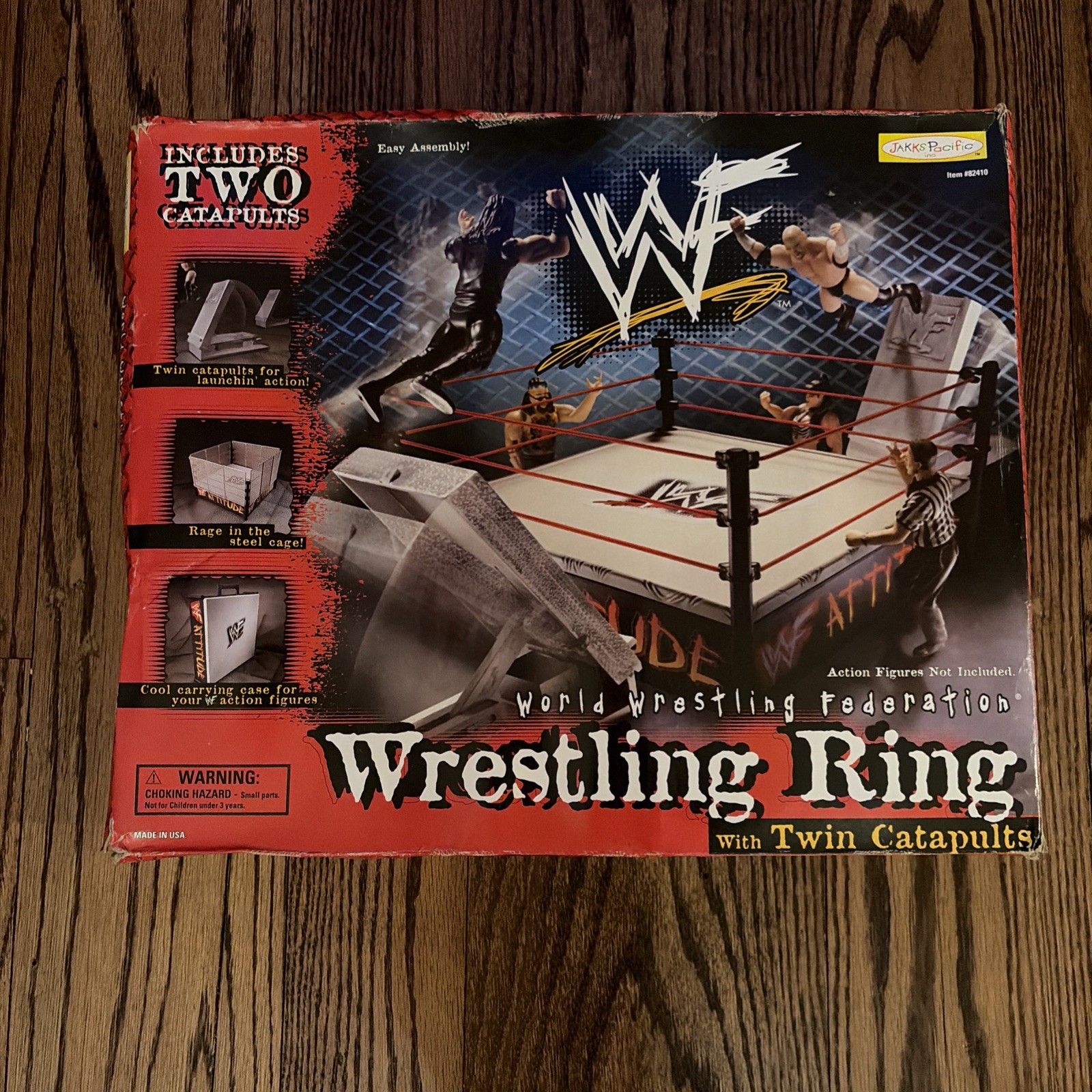 NEW JAKKS Pacific 1998 WWF Attitude Era Ring Cage Catapults Original Sealed Box NEW JAKKS Pacific 1998 WWF Attitude Era Ring Cage Catapults Original Sealed Box