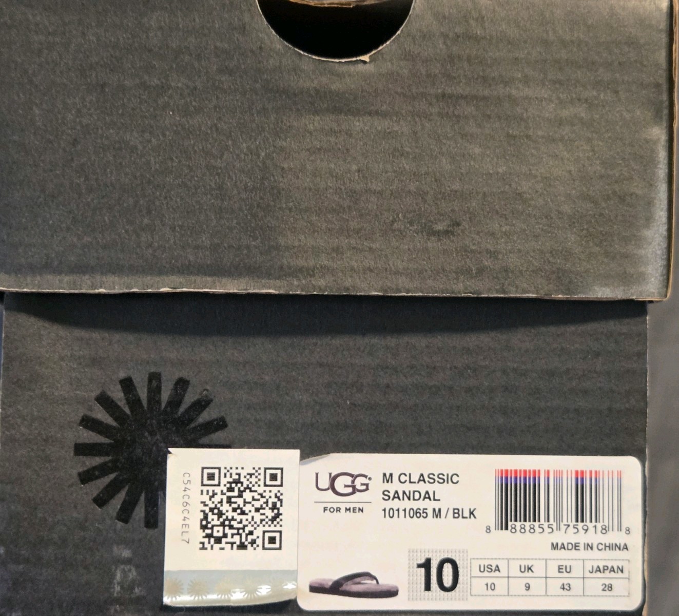 MEN\'S UGG CLASSIC SHEARLING SANDAL/FLIP FLOPS BLACK-GREY SIZE US 10 (BNIB) MEN\'S UGG CLASSIC SHEARLING SANDAL/FLIP FLOPS BLACK-GREY SIZE US 10 (BNIB)