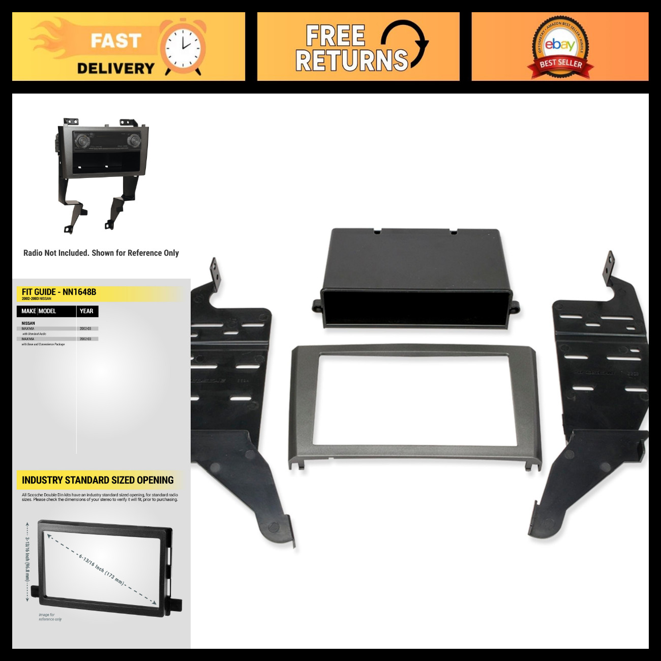 Double DIN Single DIN Dash Kit + Pocket for 2002-04 Nissan Altima - Car Stereo I