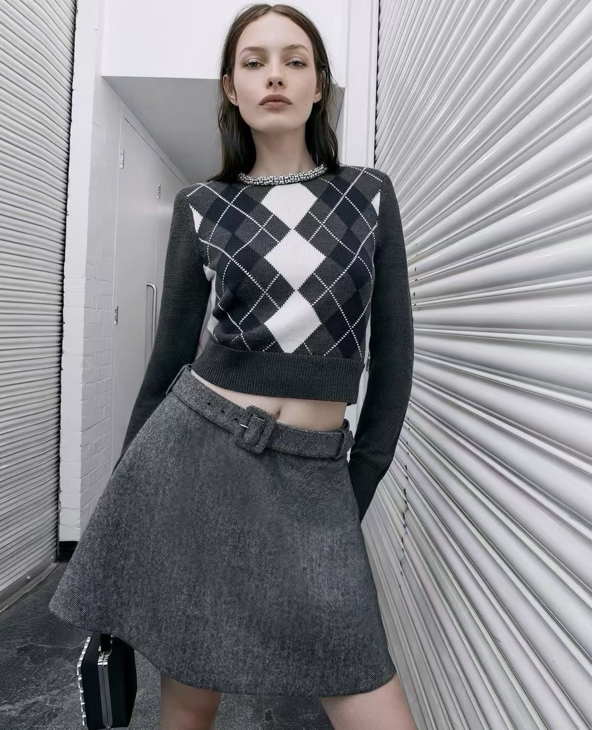 self portrait Argyle Crystal Trim Sweater $ 520 Size XS