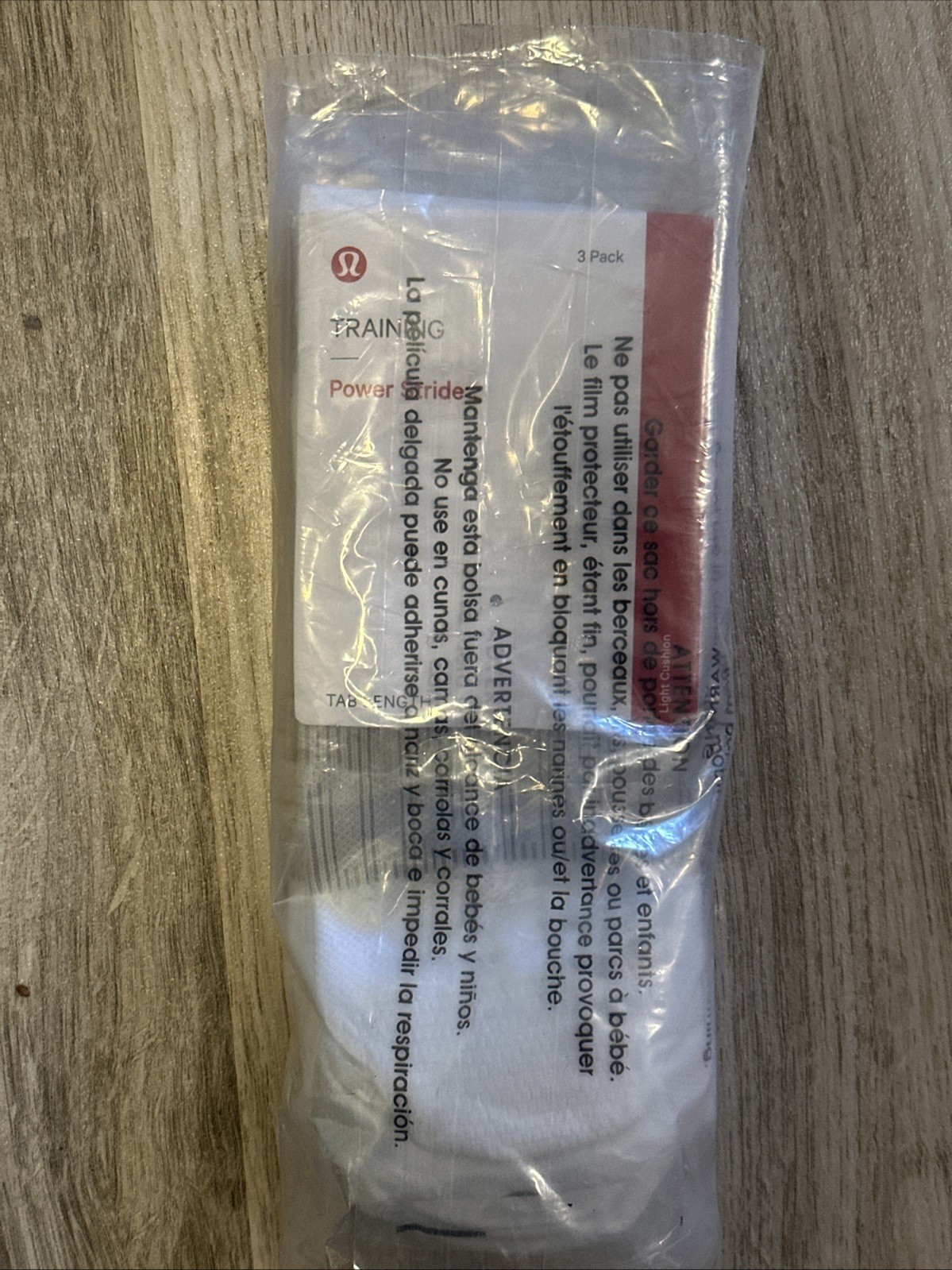 NWT Lululemon Women\'s Power Stride Tab Length Socks 3 Pack Size Large (WHT)