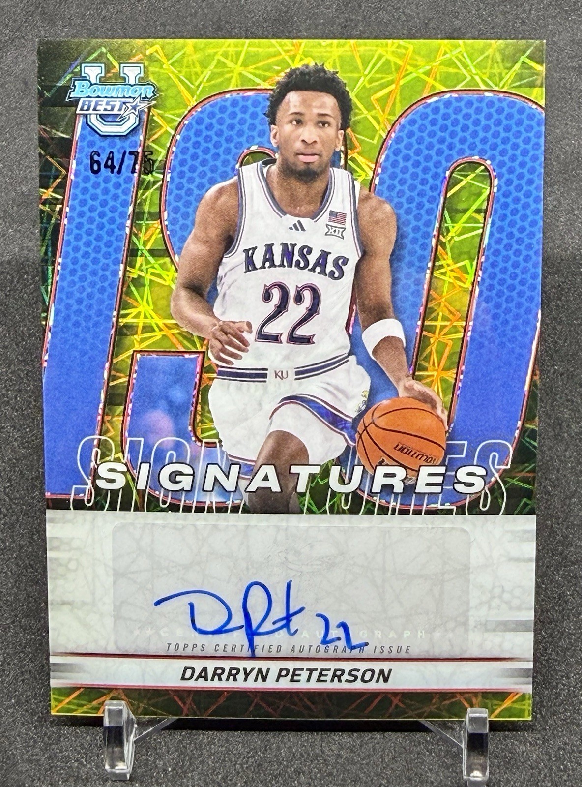 2025-26 Bowman\'s Best U Darryn Peterson ISO Signatures Auto Yellow Lazer /75