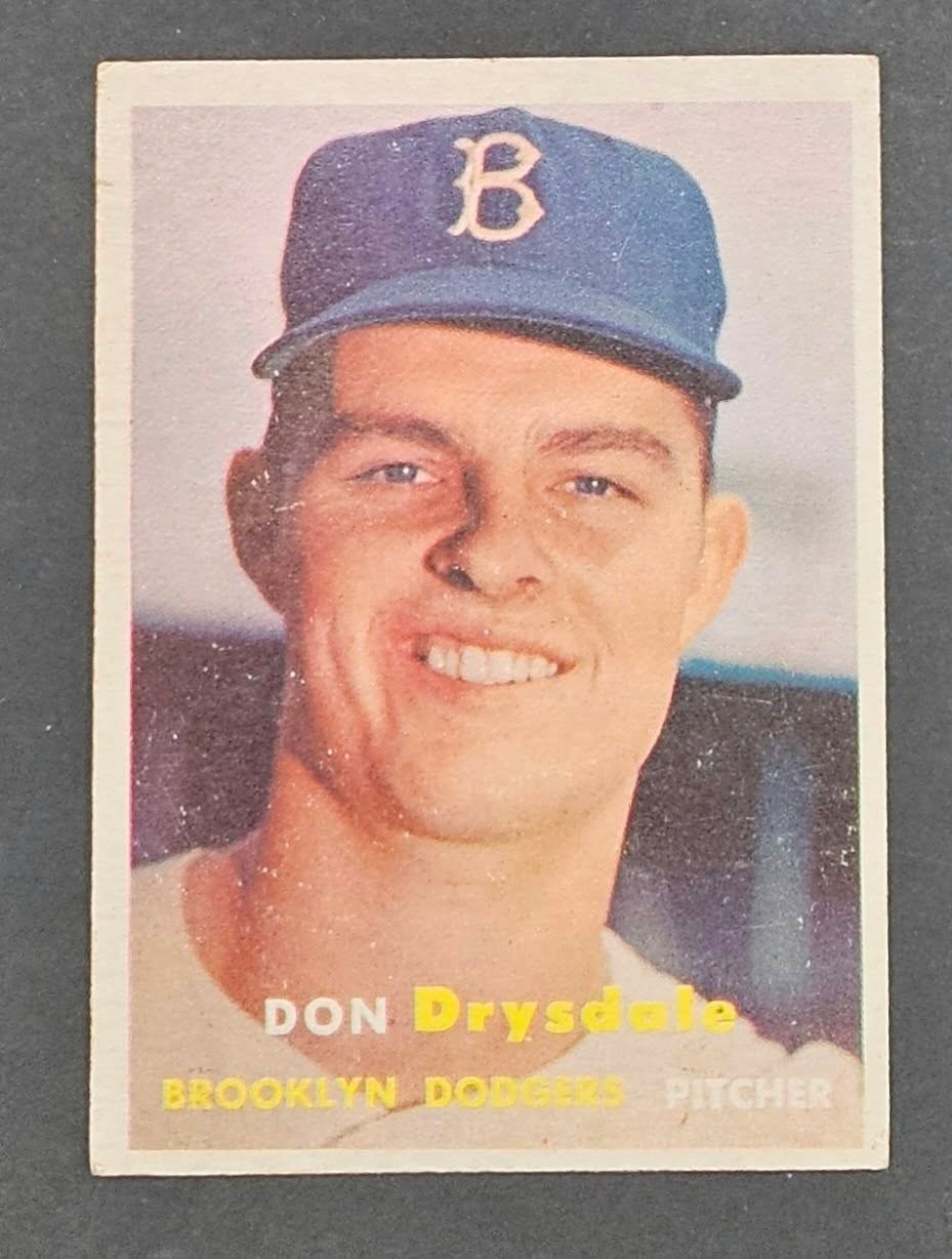 1957 Topps Don Drysdale Rookie Card #18 RC Brooklyn Dodgers HOF MLB Baseball