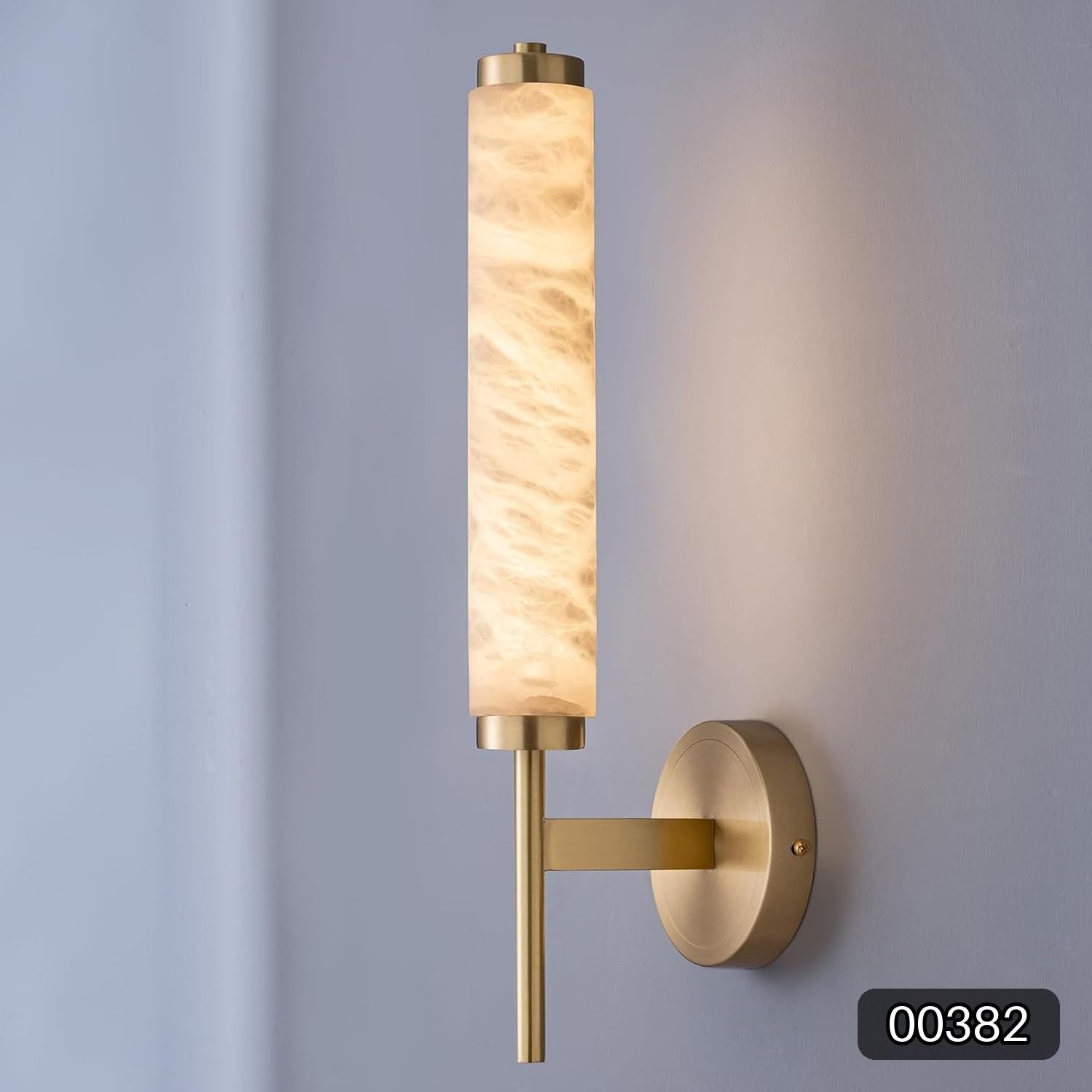 Wall Sconce Light Fixture Alabaster Marble Brass LED Gold 18.9in #R017