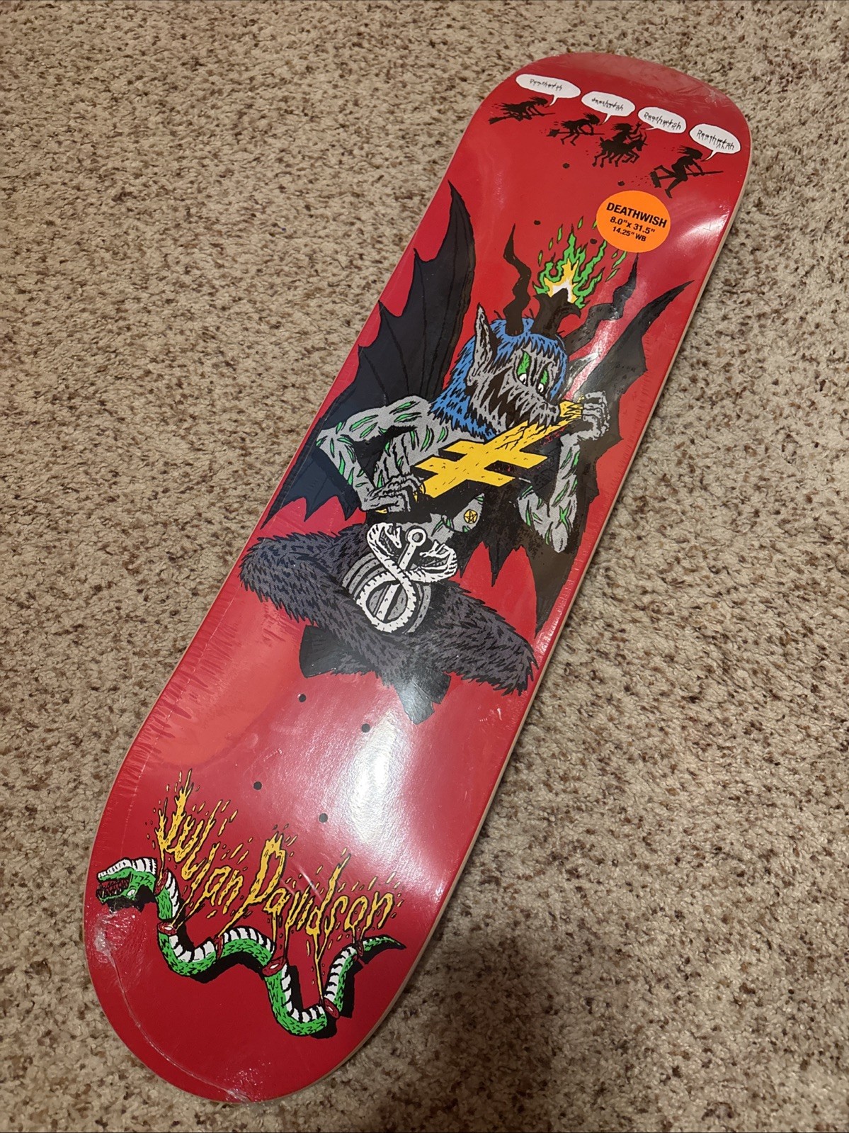 Deathwish Skateboard Deck Julian Davidson Exorcism Failed 8.0 X 31.5 New