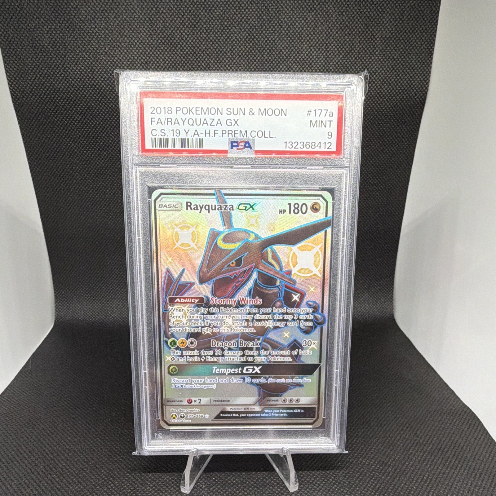 Pokemon TCG Rayquaza GX Full Art Holo Promo 177A/168 2018 PSA 9