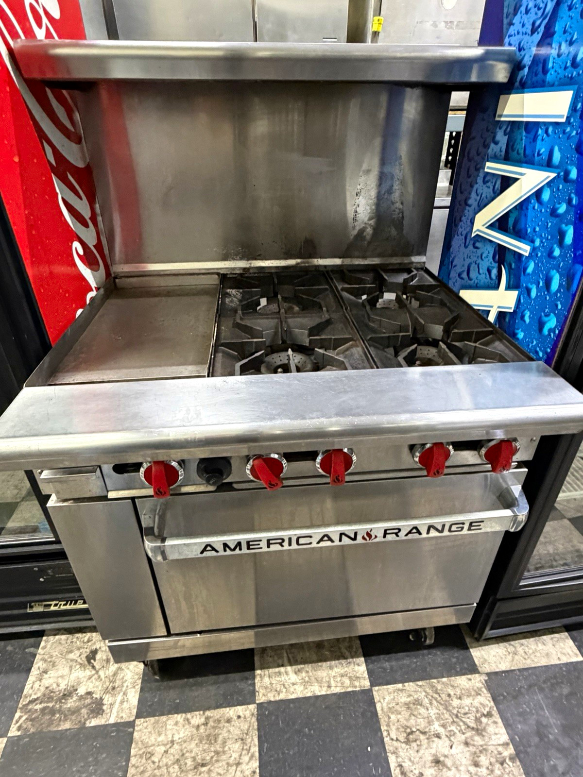 American Range Commercial Gas Range 6 Burners Left Griddle Standard Oven American Range Commercial Gas Range 6 Burners Left Griddle Standard Oven