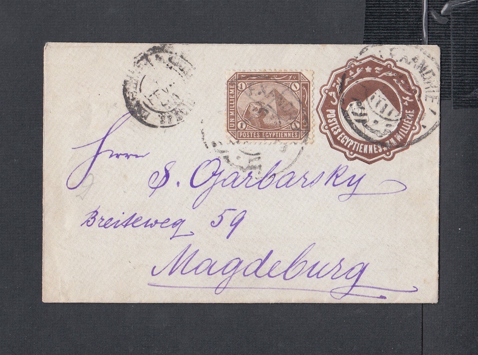 EGYPT 1890s/1900s THREE PS COVERS CAIRO/ALEXANDRIA TO GERMANY ONE UPRATED