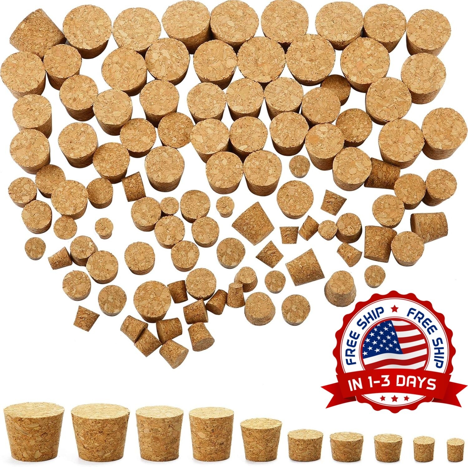 Paquete De 100 Tapones De Corcho Tapones Corcho Conicos De Madera Para Botellas.