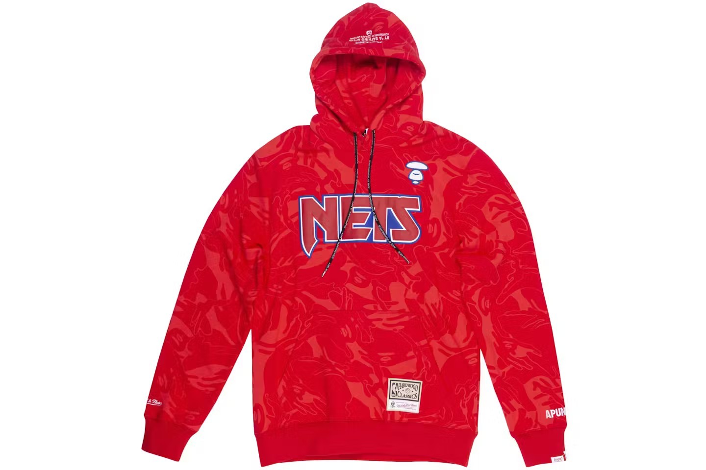 Aape by Bape X Mitchell & Ness A Bathing Ape NJ Nets Hoodie Red Small NWT Aape by Bape X Mitchell & Ness A Bathing Ape NJ Nets Hoodie Red Small NWT