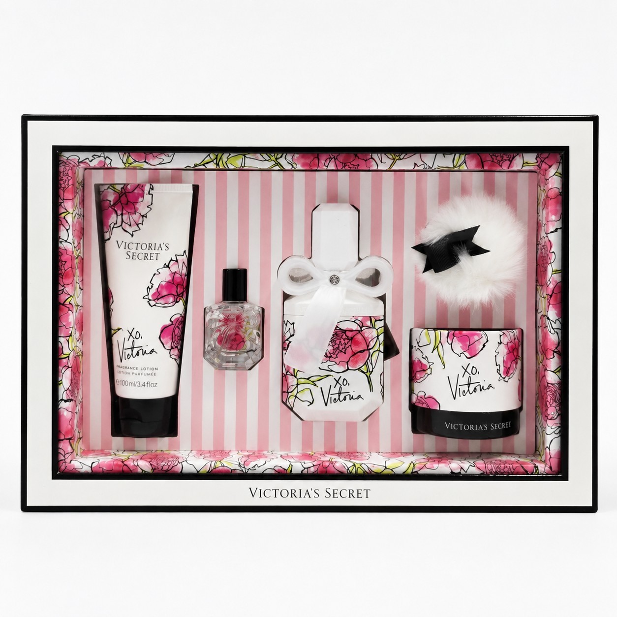 VTG  Victoria\'s Secret XO Victoria 5 Pc Gift Set EDP Lotion Puff NIB Rare