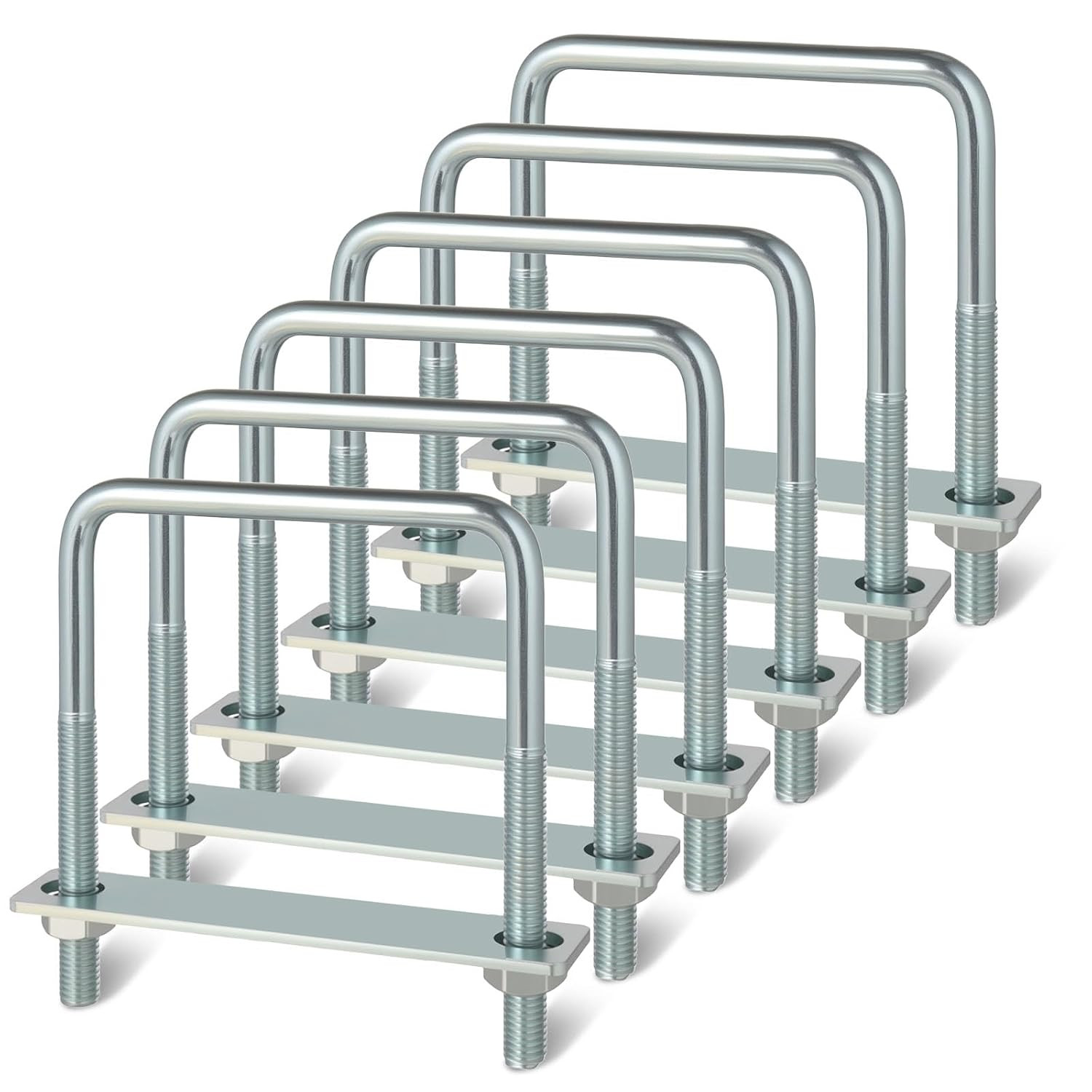 6Pcs Square U Bolts, 3/8 6Pcs Square U Bolts, 3/8