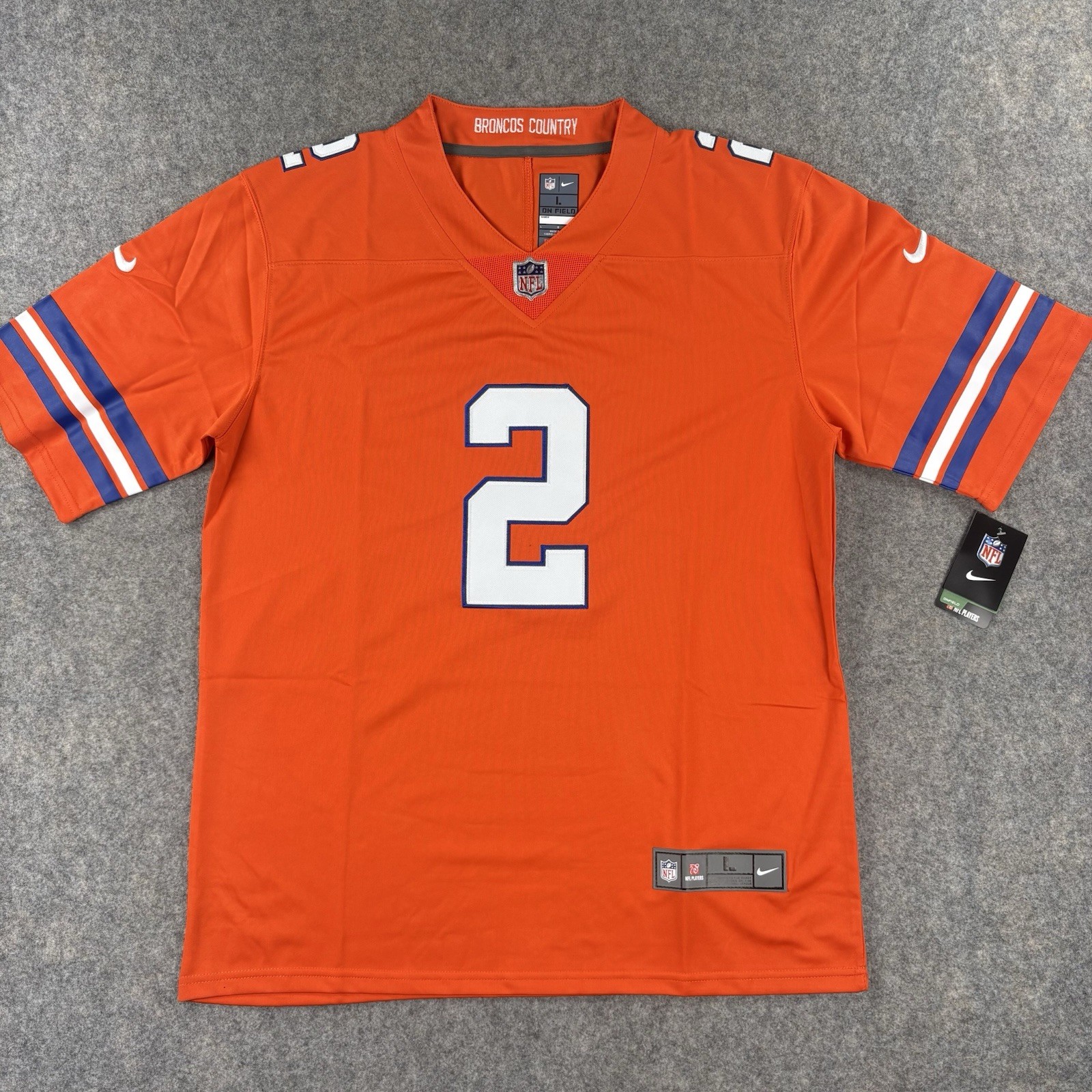 Denver Broncos Patrick Surtain II Mens Large Orange 2 Stitched Patch Logo NEW