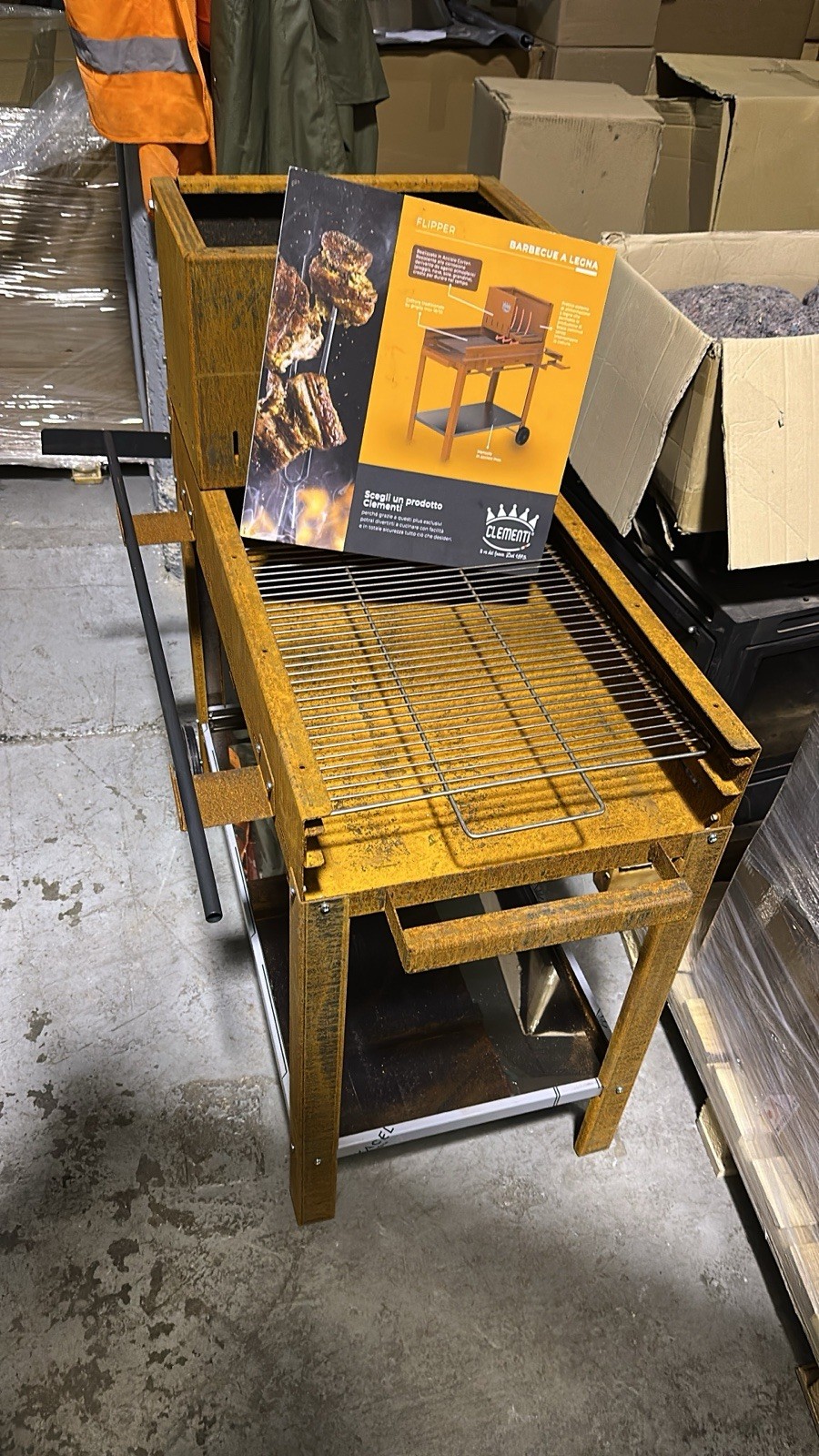 BARBECUE CLEMENTI 50 original charcoal wood CORTEN PINBALL
