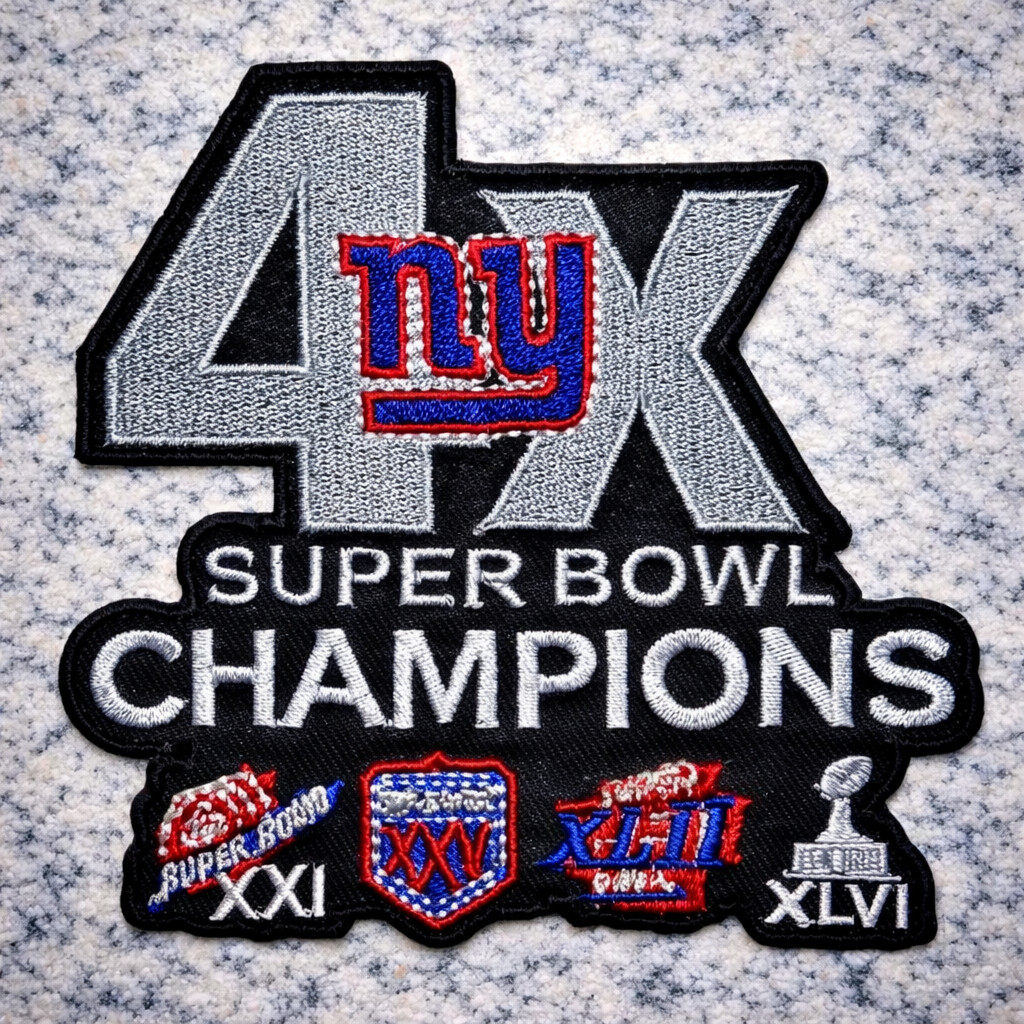 NYG GIANTS 4X SUPER BOWL CHAMPIONS NFL EMBROIDERED IRON ON PATCH 3.5