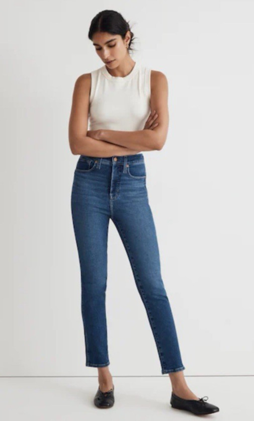 Madewell Size 27 Mid RIse Stovepipe Medium Wash Jeans Stretch Madewell Size 27 Mid RIse Stovepipe Medium Wash Jeans Stretch