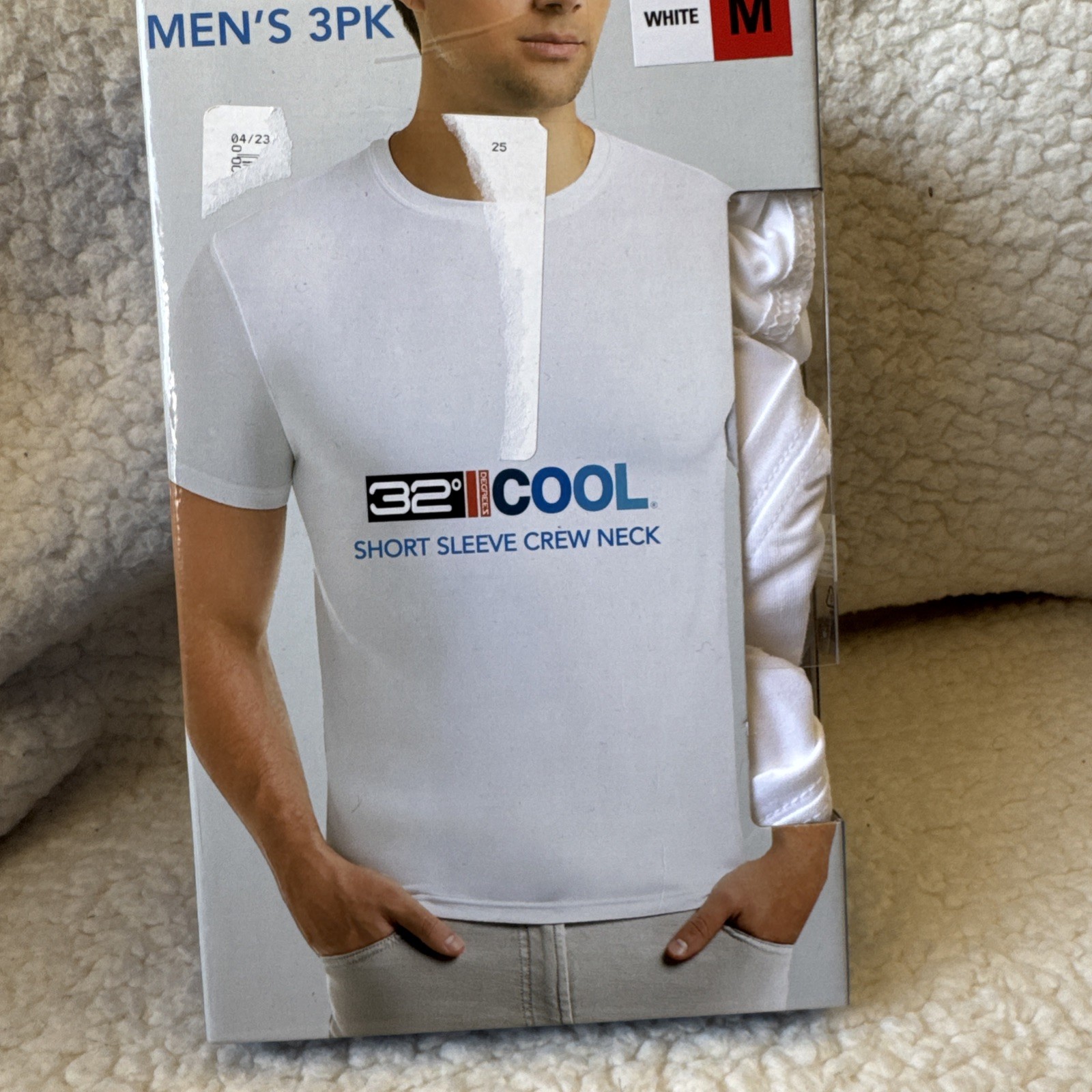 32 DEGREES COOL MEN\'S 3 PACK SHORT SLEEVE CREW NECK SHIRT WHITE