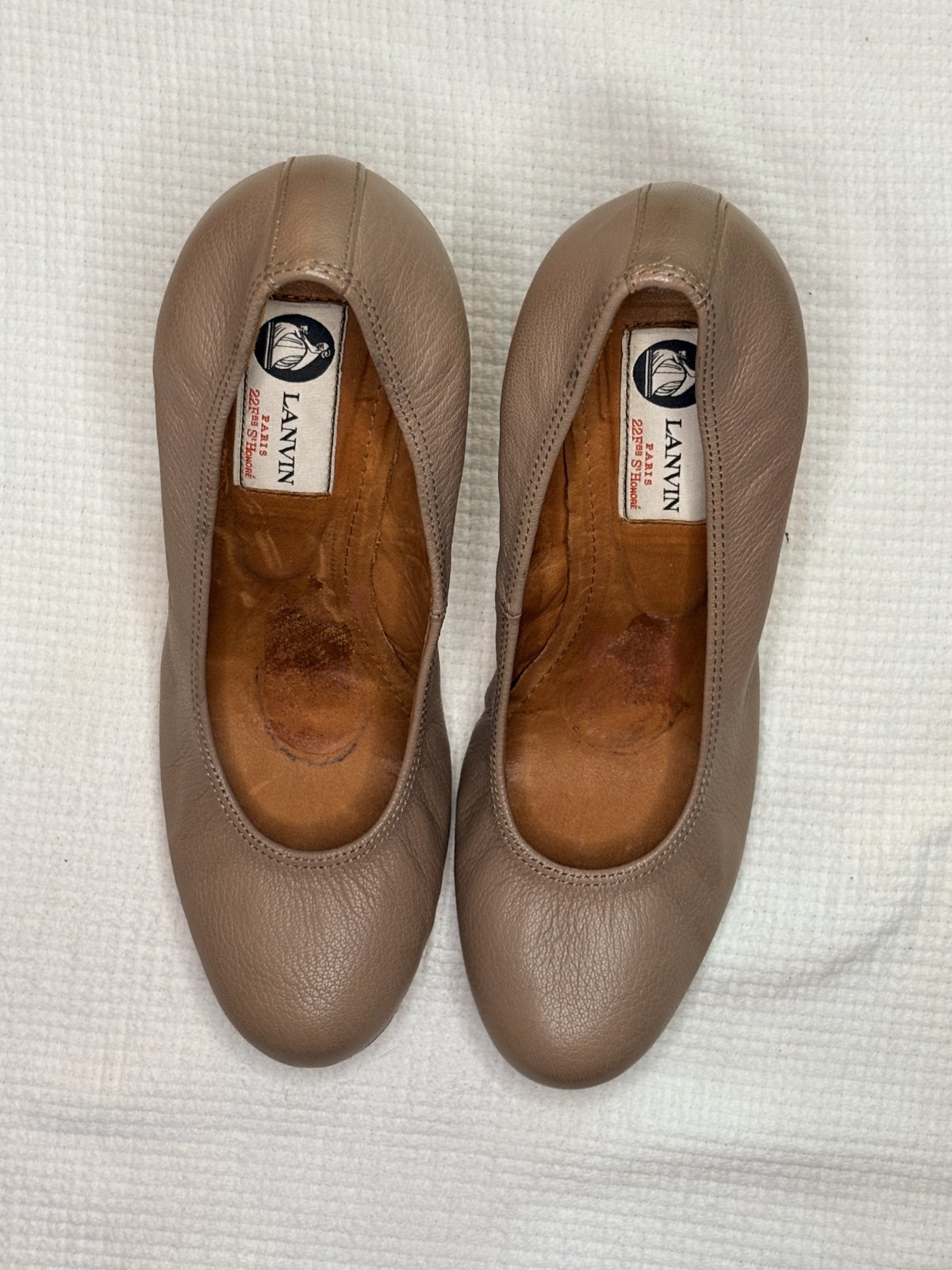 Lanvin Paris Ballerina Wedge Heels EU 37 Women Taupe Leather Lanvin Paris Ballerina Wedge Heels EU 37 Women Taupe Leather