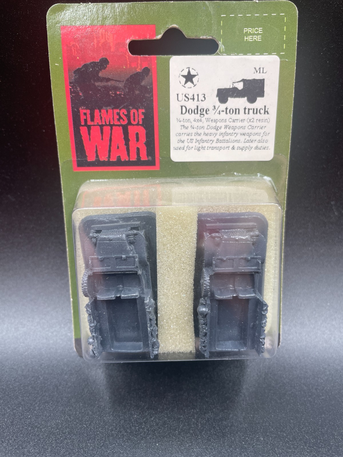Flames of War FOW US413 Dodge 3/4 ton truck blister x1 15mm Flames of War FOW US413 Dodge 3/4 ton truck blister x1 15mm