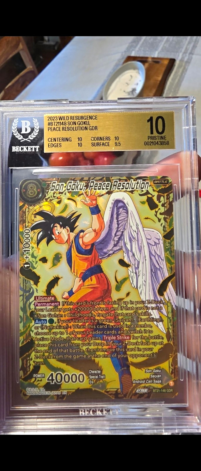 Bandai DBS Wild Resurgence Son Goku, Peace Resolution BT21-148 GDR Foil BGS 10
