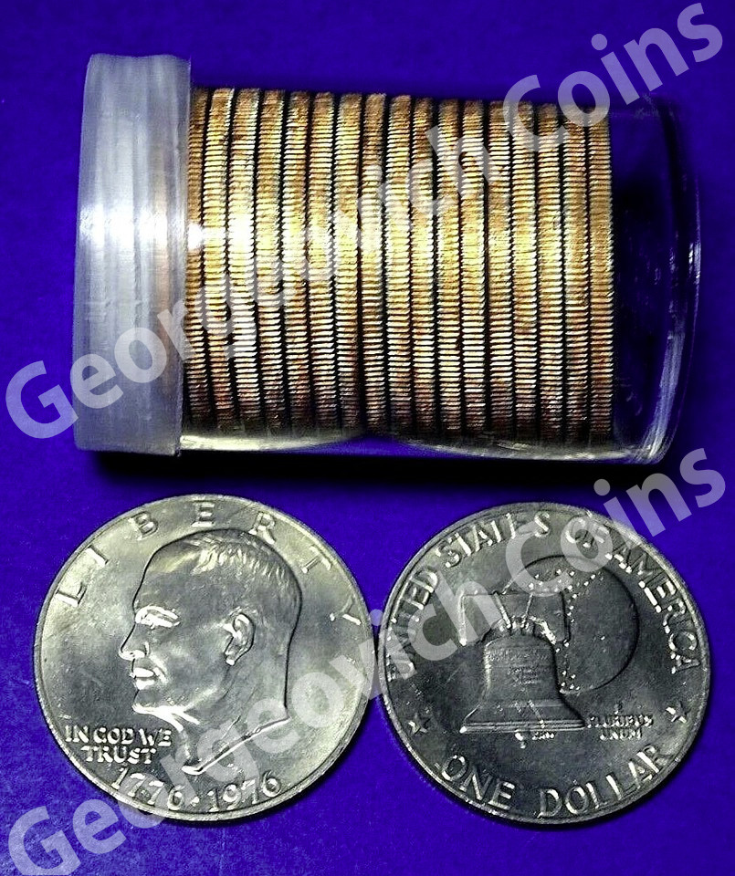 1776-1976 P Bicentennial Eisenhower Average Circulation Ike Dollar Roll 20 Coins