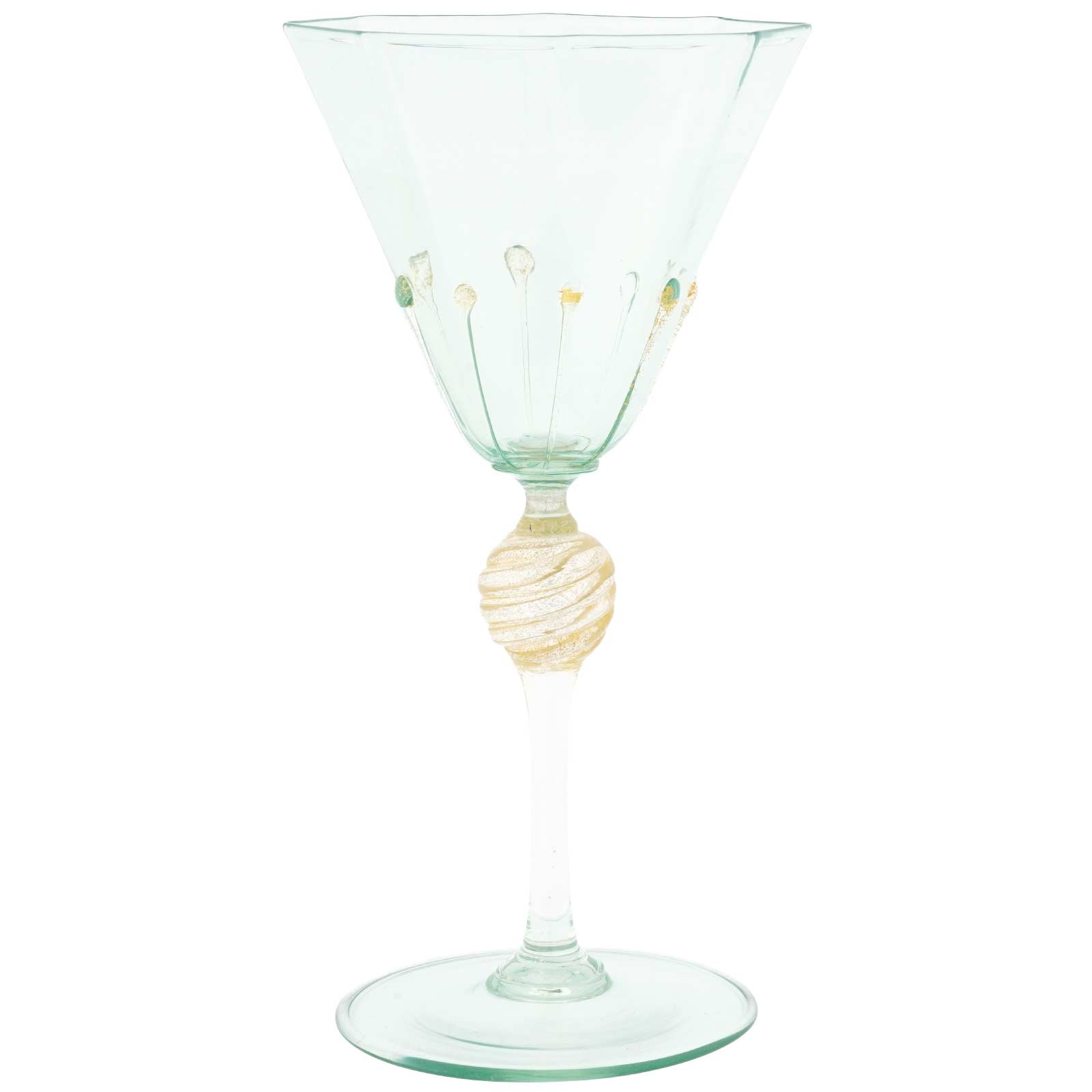 GlassOfVenice Vintage Murano Glass Cenedese Wine Glass Cocktail Goblet - Gold an