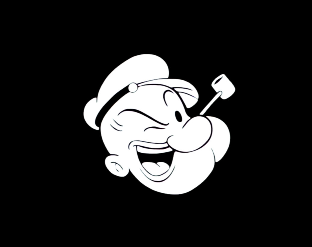 Popeye WHITE vinyl decal for car windows weatherproof 3.5 x 3.7\