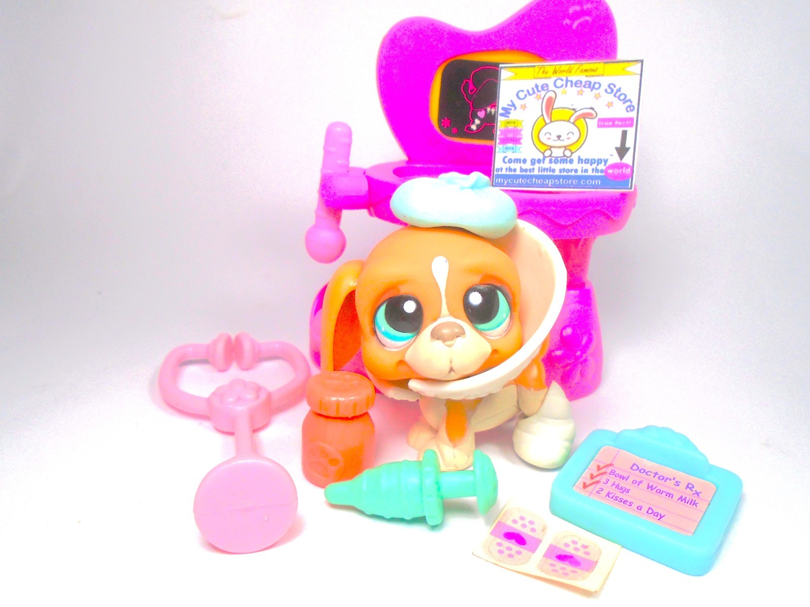 Littlest Pet Shop Rare French Basset Hound #1106 & accessories Authentic BLEMISH