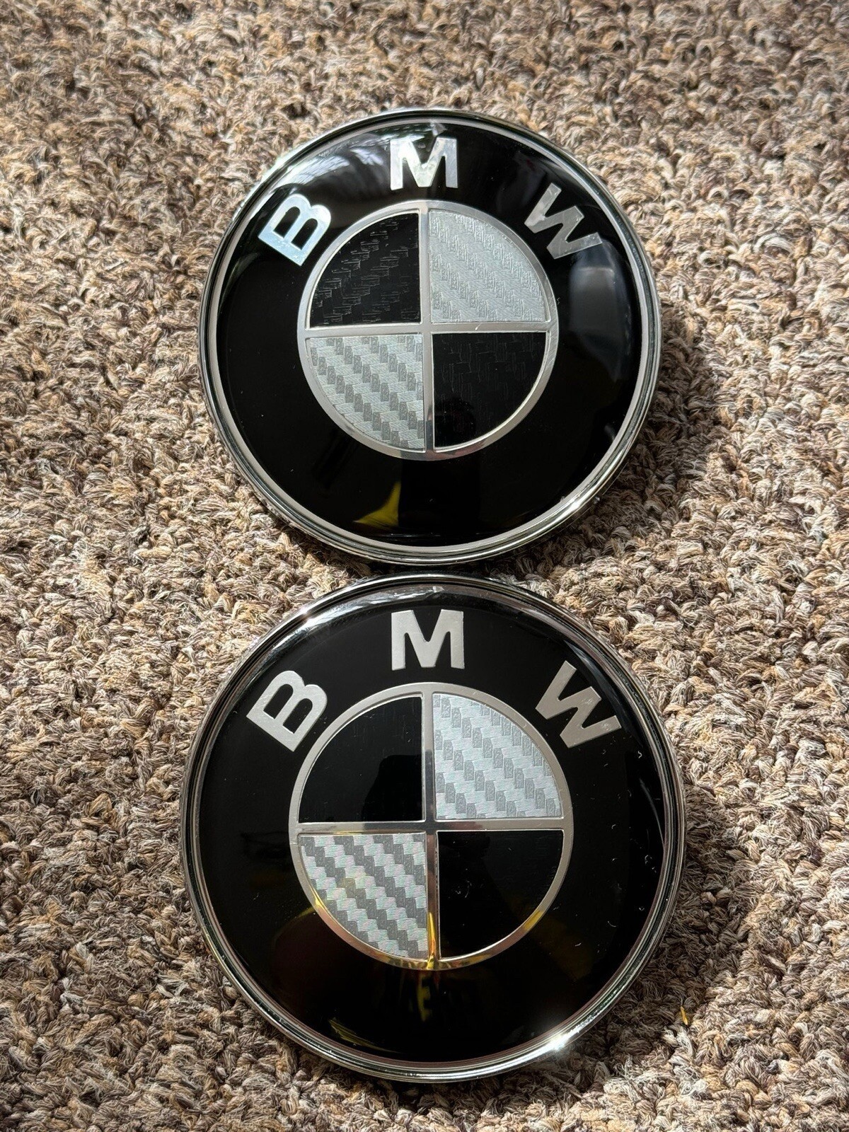 ✅️Front Hood Rear Trunk Emblem Carbon Fibre Style Badge 82mm + 74mm Fit For BMW