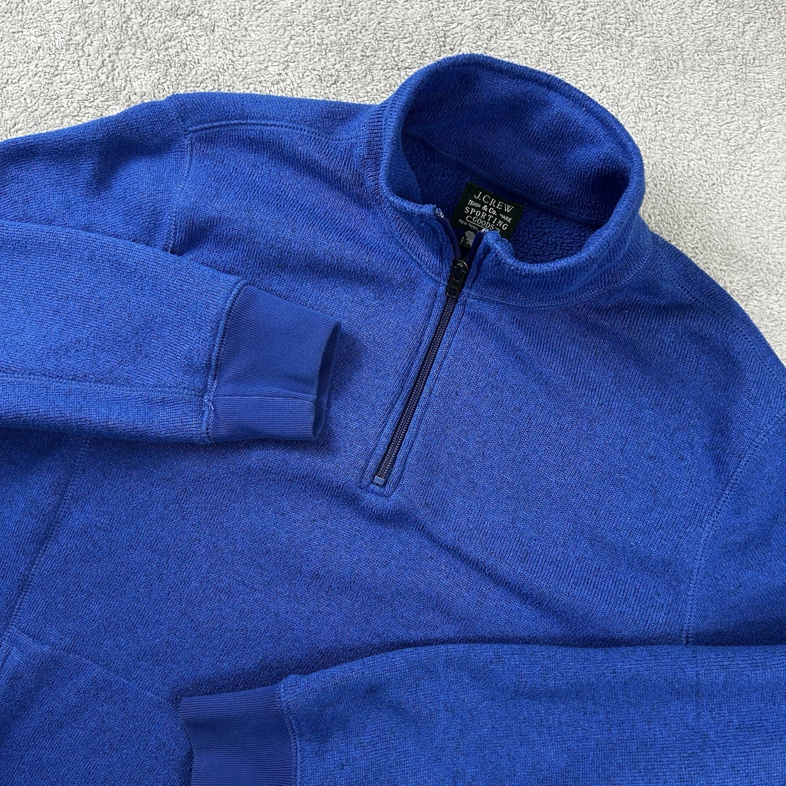 Vintage J Crew Fleece Jacket Men’s Large Blue Oarsman 1/4 Zip Pullover 90’s Y2K